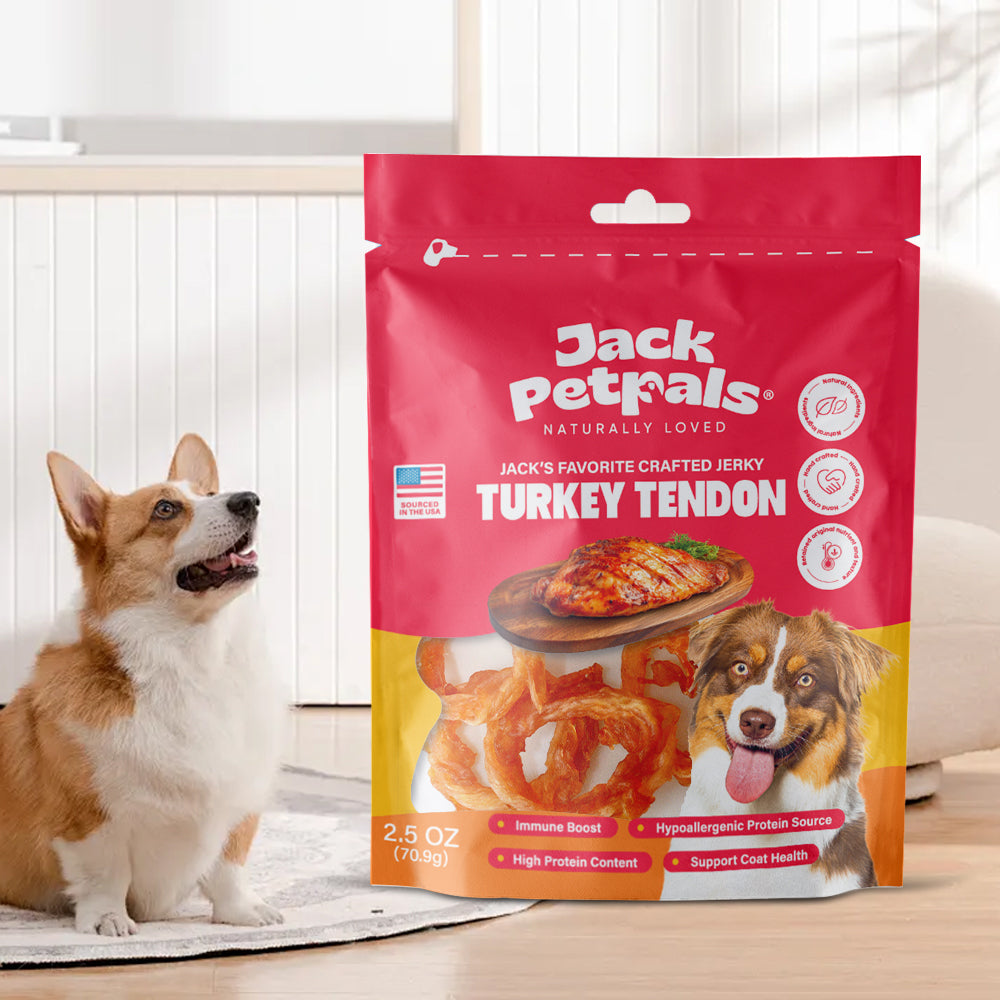 Jack PetPals Handcrafted Jerky Turkey Tendon Dog Treats, 2.5 oz