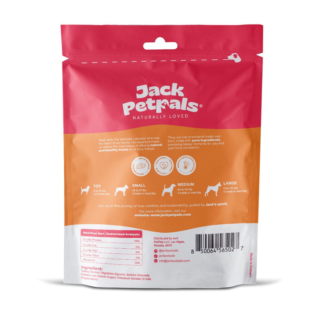 Jack PetPals Handcrafted Jerky Turkey Tendon Dog Treats, 2.5 oz