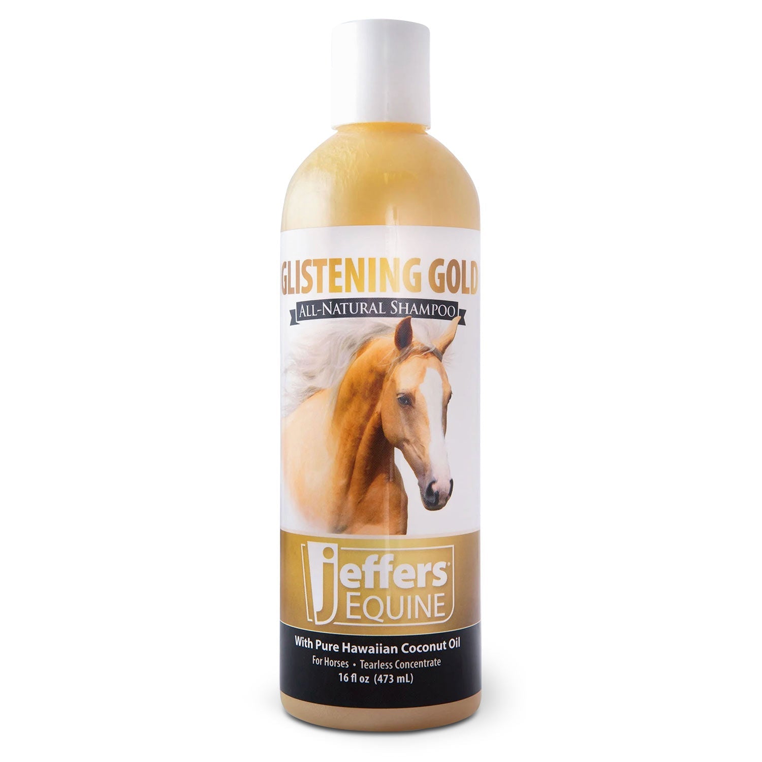 Jeffers Equine Glistening Gold All-Natural Tearless Horse Shampoo with Pure Hawaiian Coconut Oil