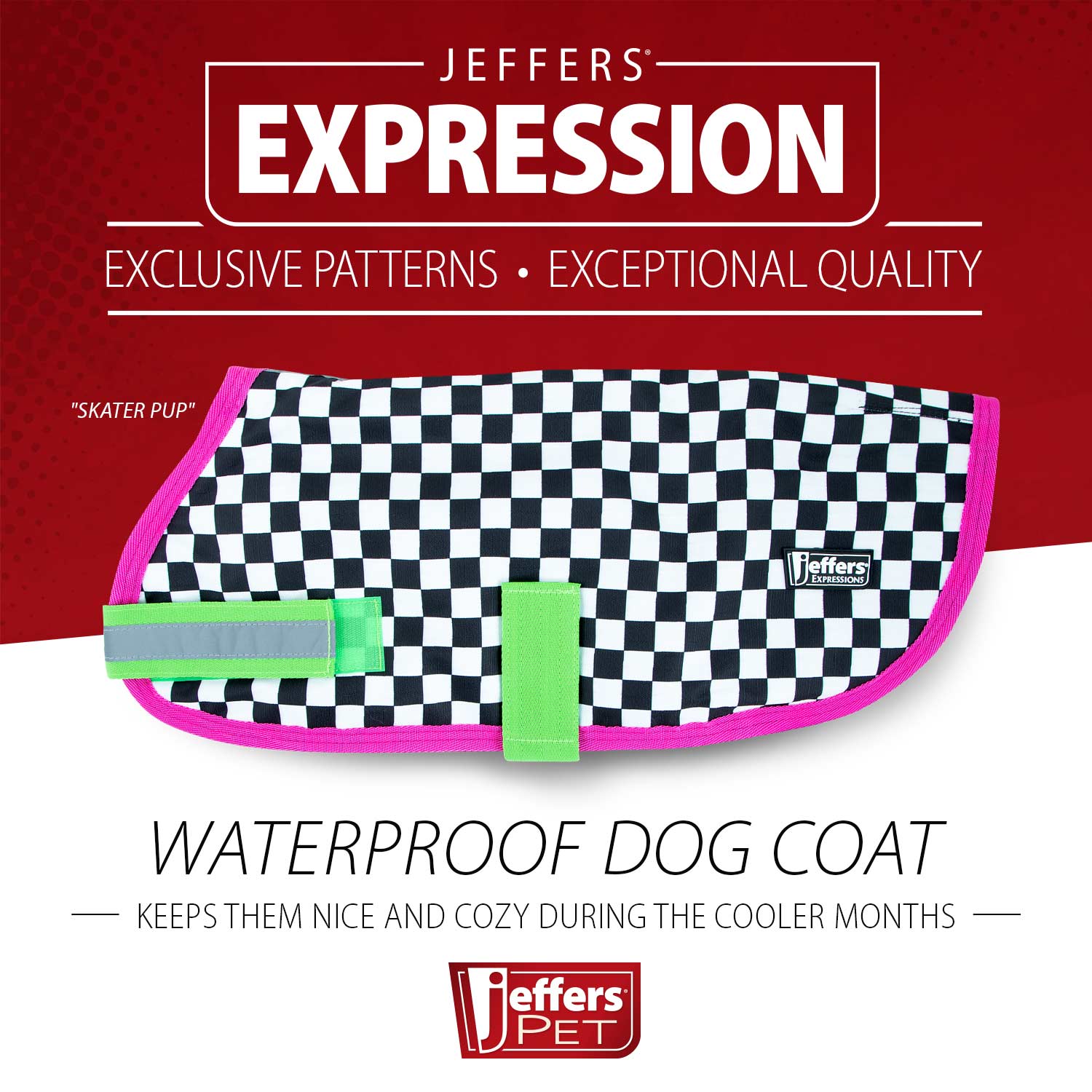 Jeffers Expression 600D Waterproof Ripstop Dog Coat, 240 Grams
