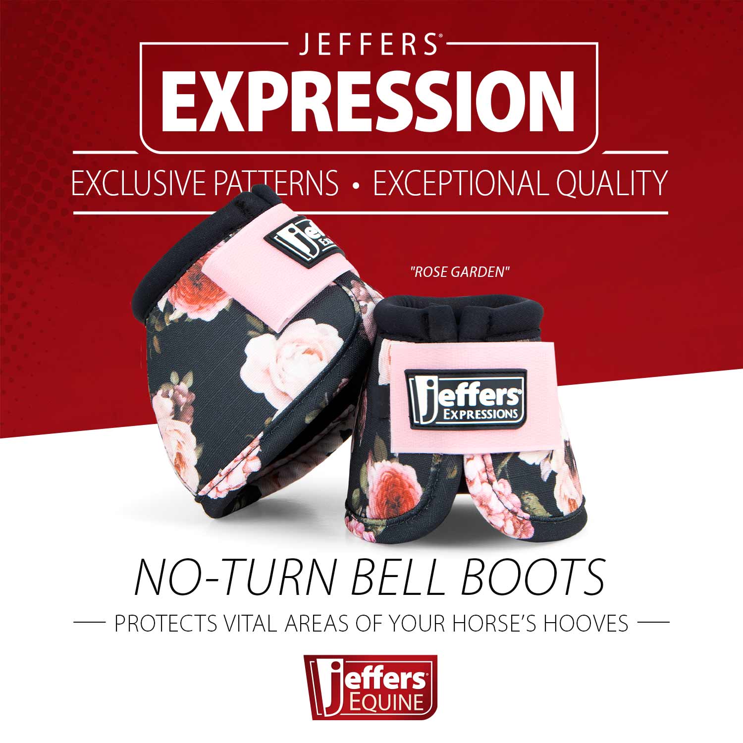 Jeffers Expression No-Turn Bell Boots for Horses, Pair, Nylon