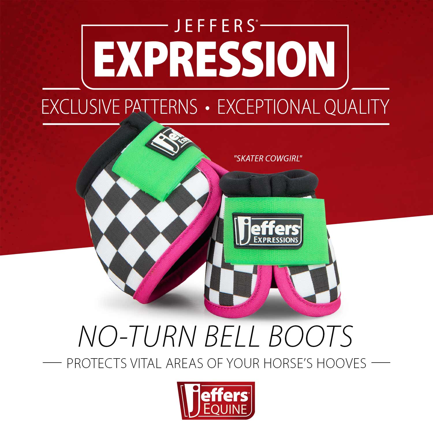 Jeffers Expression No-Turn Bell Boots for Horses, Pair, Nylon