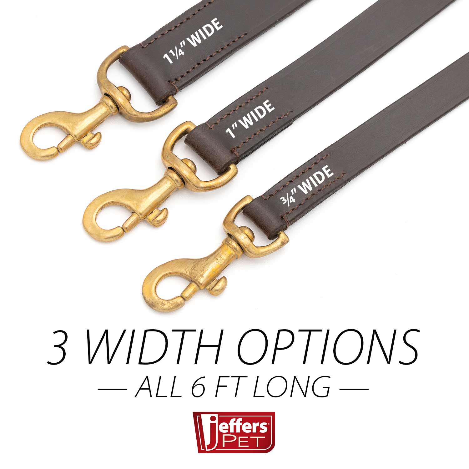 Jeffers Flat Leather Dog Leash with Hand Strap Handle, 6 Feet Long