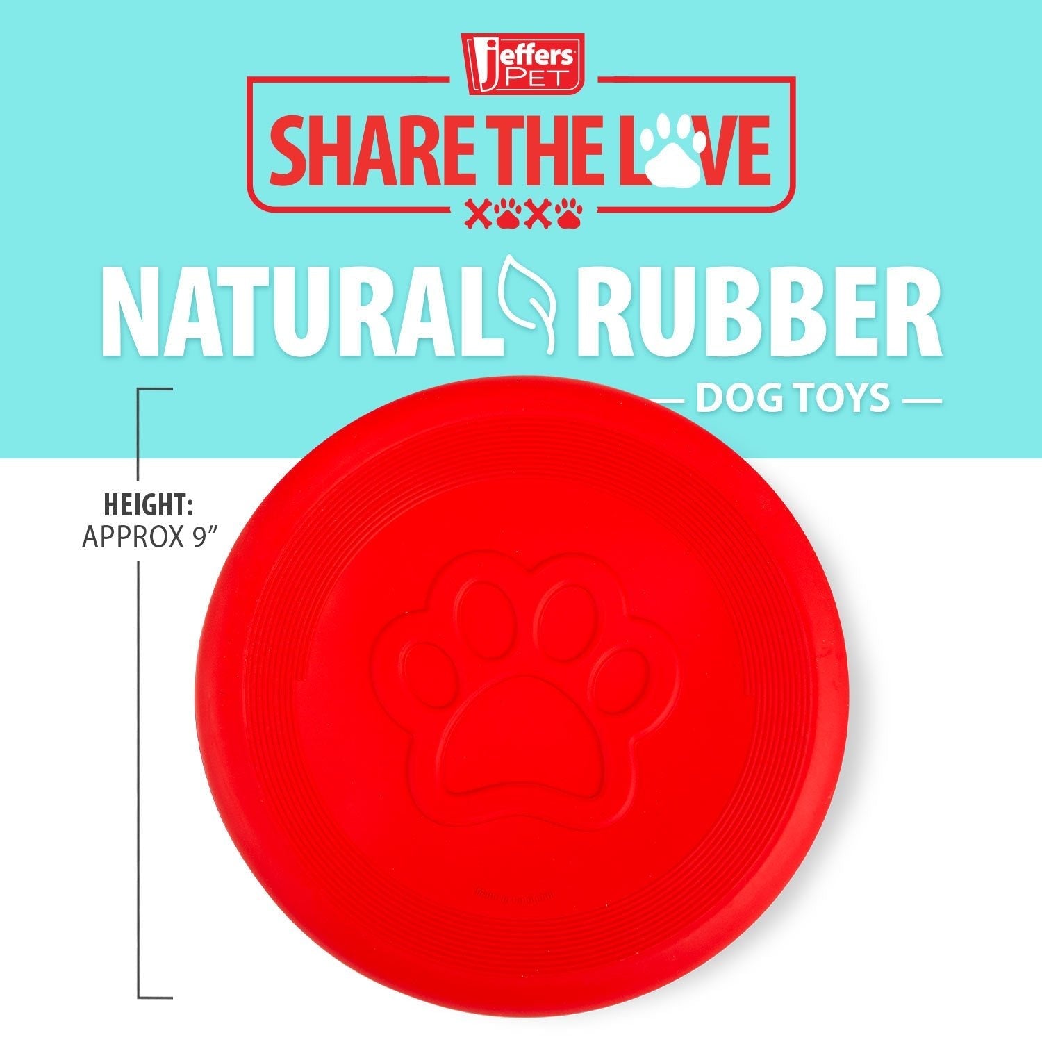 Jeffers Red Paw Frisbee Natural Rubber Dog Toy for Fetching & Chewing