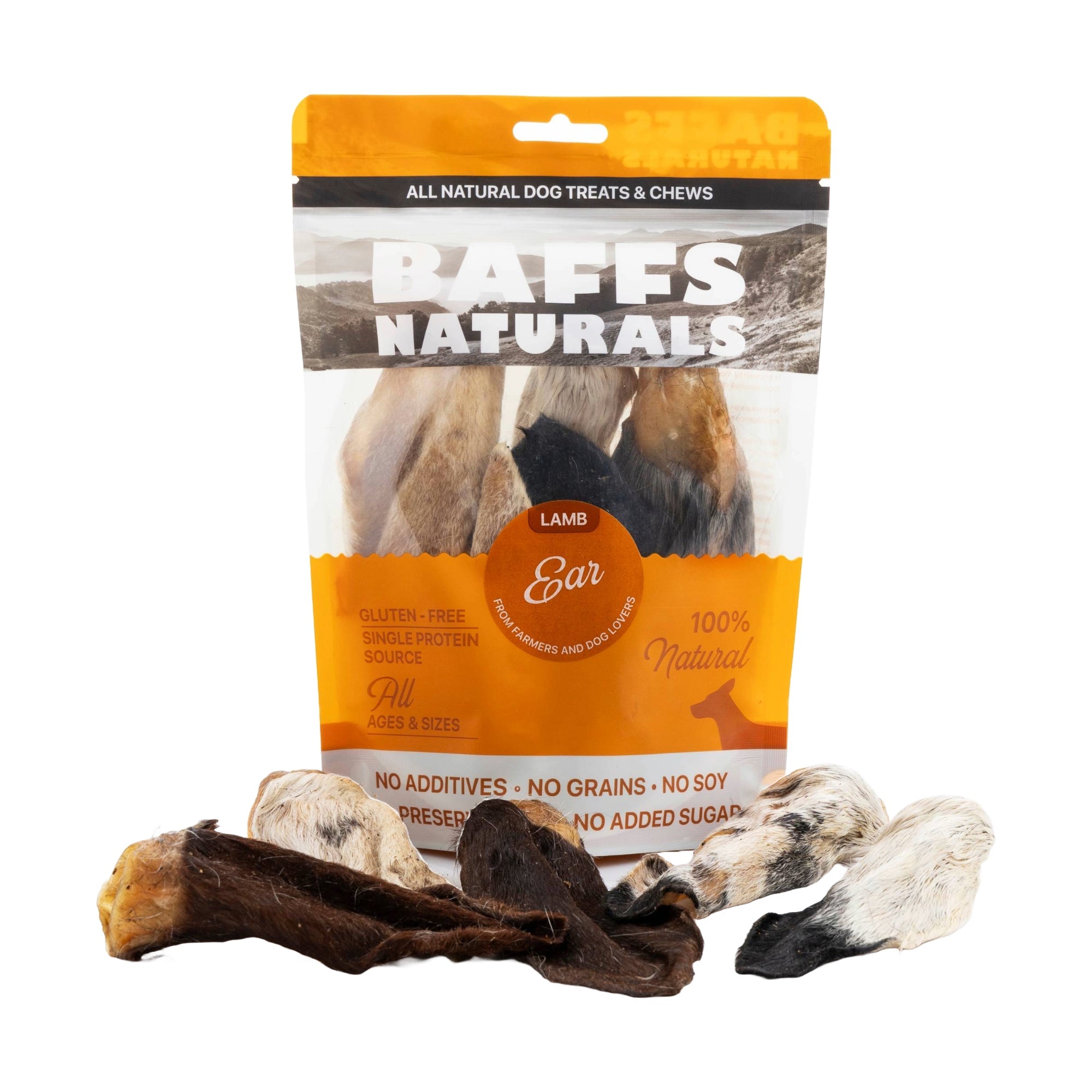 BAFFS NATURALS Lamb Ear Dog Chews, 3.5 oz