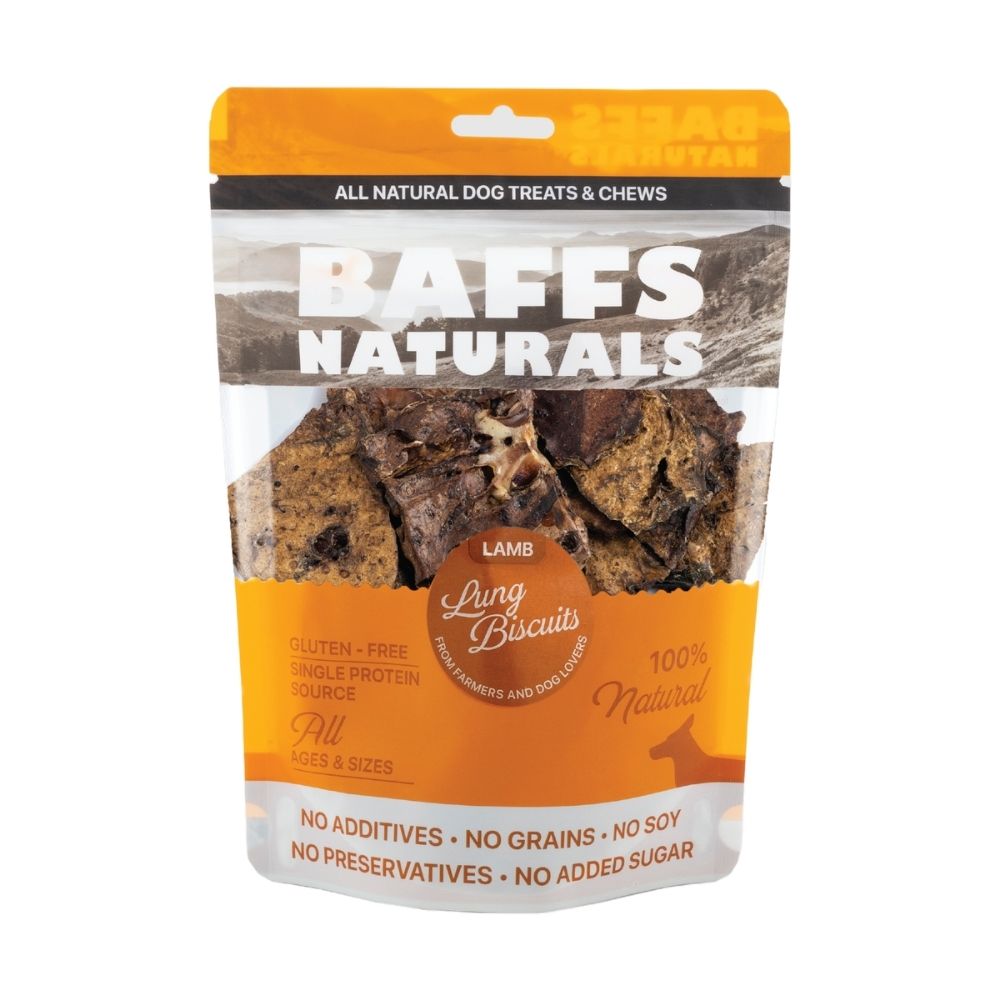BAFFS NATURALS Lamb Lung Biscuits Dog Treats, 2-Pack