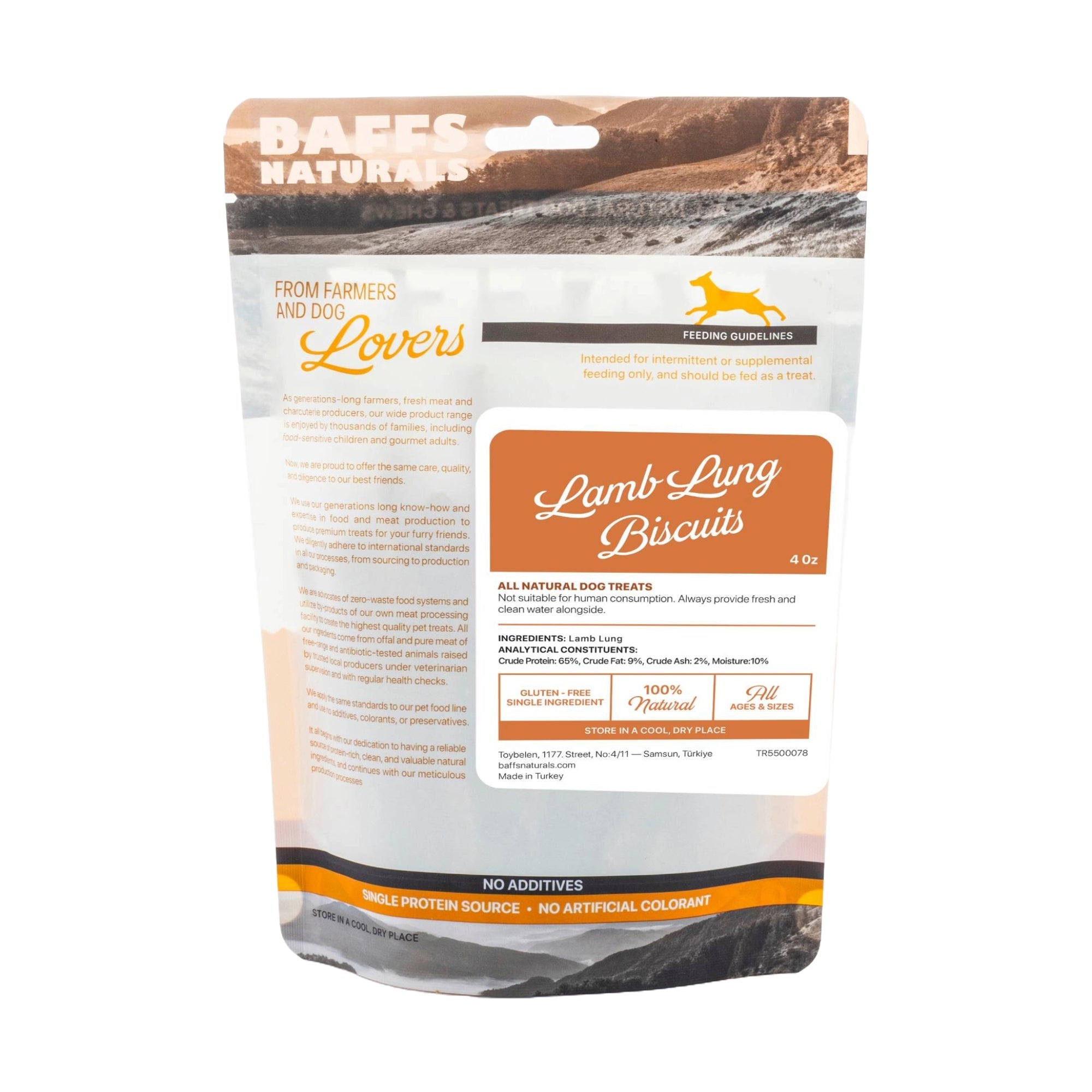 BAFFS NATURALS Lamb Lung Biscuits Dog Treats, 2-Pack