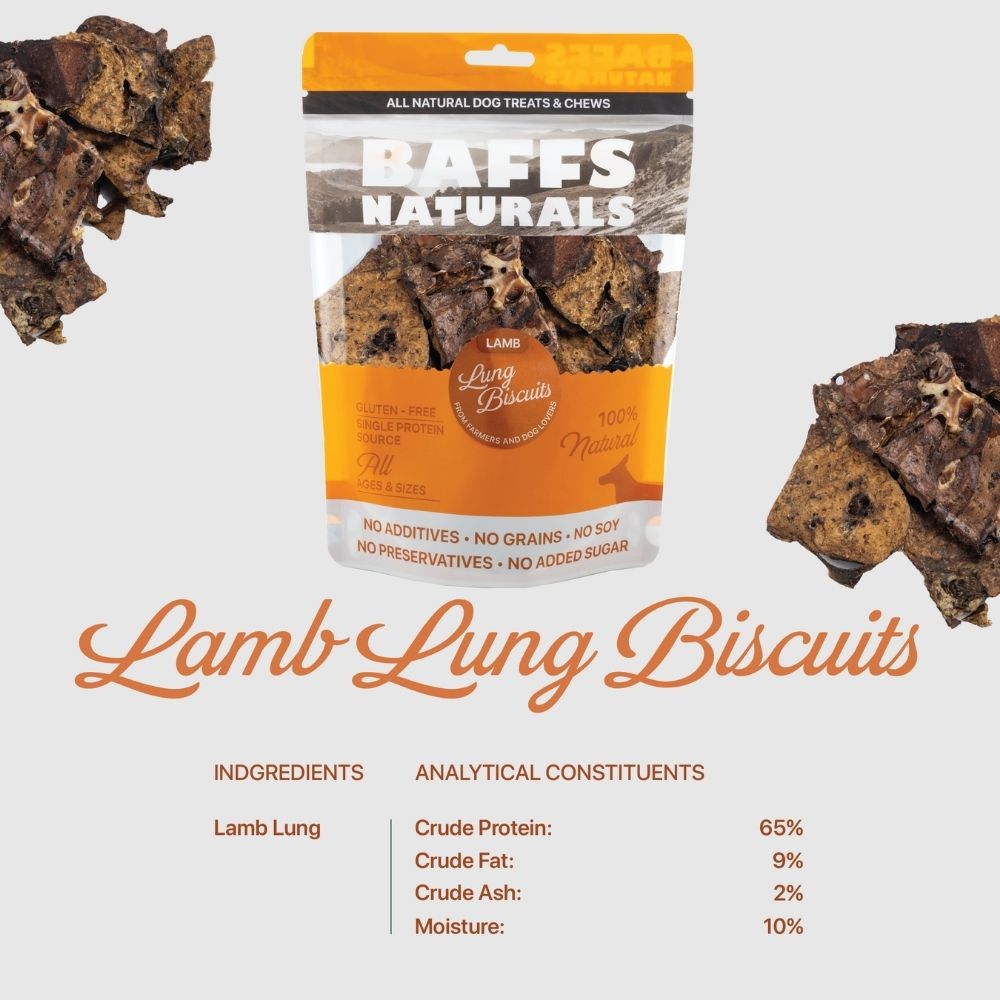 BAFFS NATURALS Lamb Lung Biscuits Dog Treats, 2-Pack
