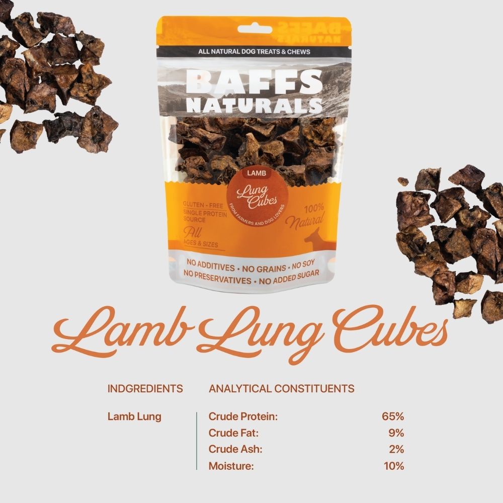 BAFFS NATURALS Lamb Lung Cubes Dog Treats, 7 oz