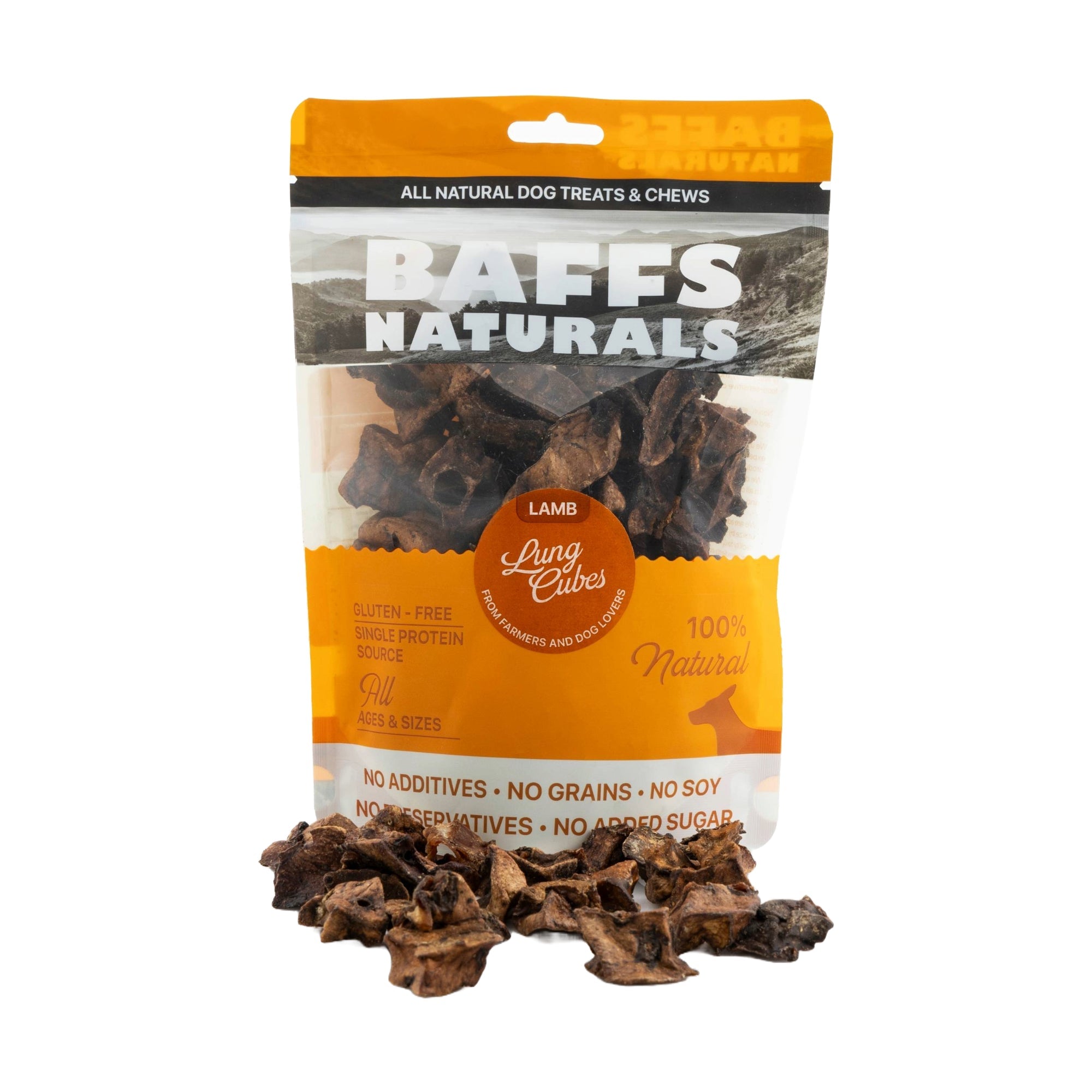 BAFFS NATURALS Lamb Lung Cubes Dog Treats, 7 oz