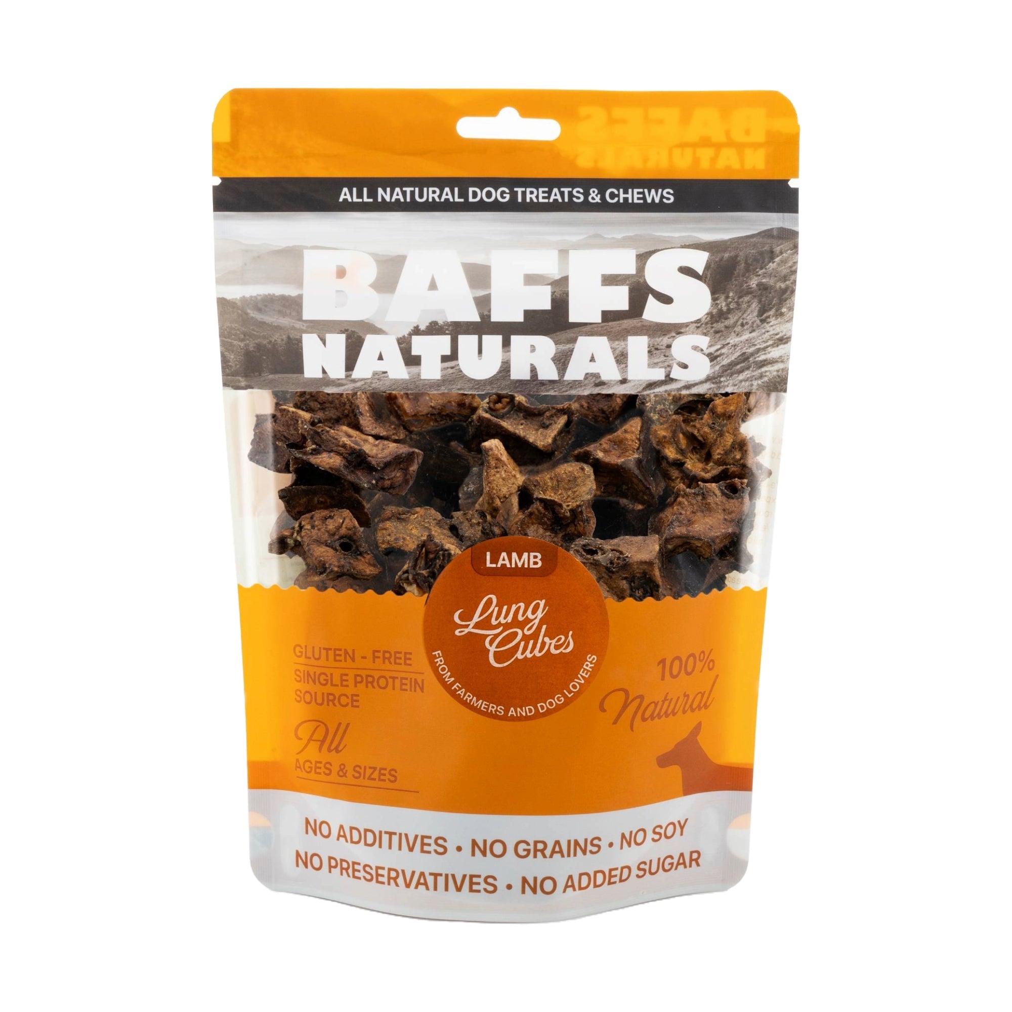 BAFFS NATURALS Lamb Lung Cubes Dog Treats, 7 oz