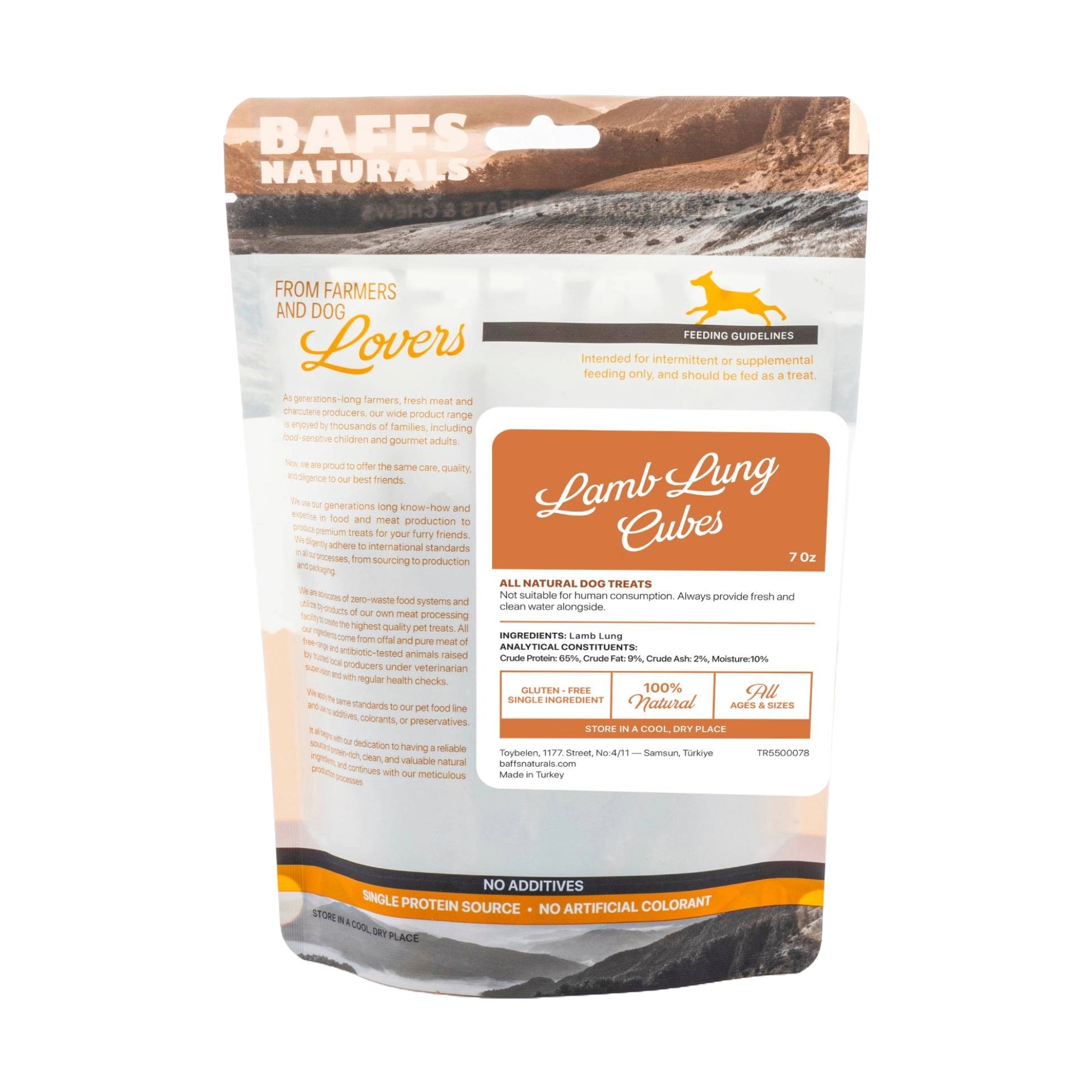 BAFFS NATURALS Lamb Lung Cubes Dog Treats, 7 oz