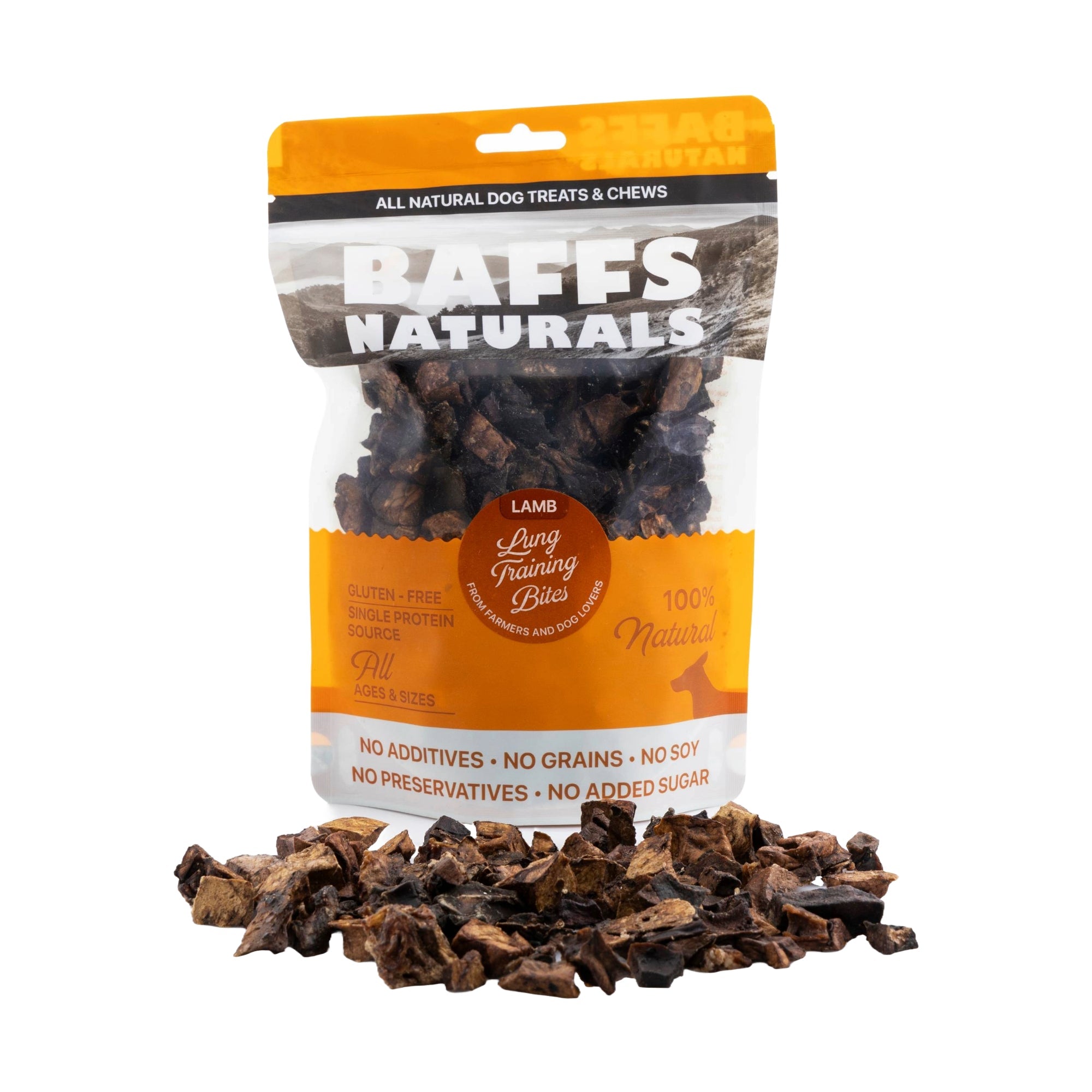 BAFFS NATURALS Lamb Lung Training Bites Dog Treats, 7 oz