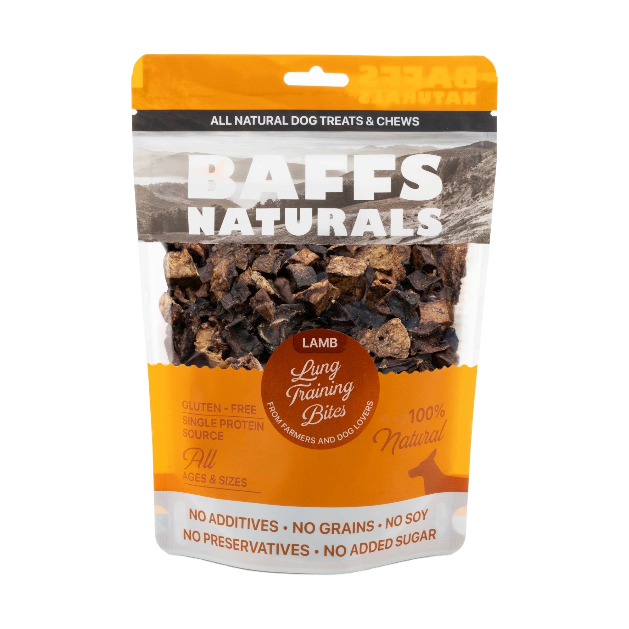 BAFFS NATURALS Lamb Lung Training Bites Dog Treats, 7 oz
