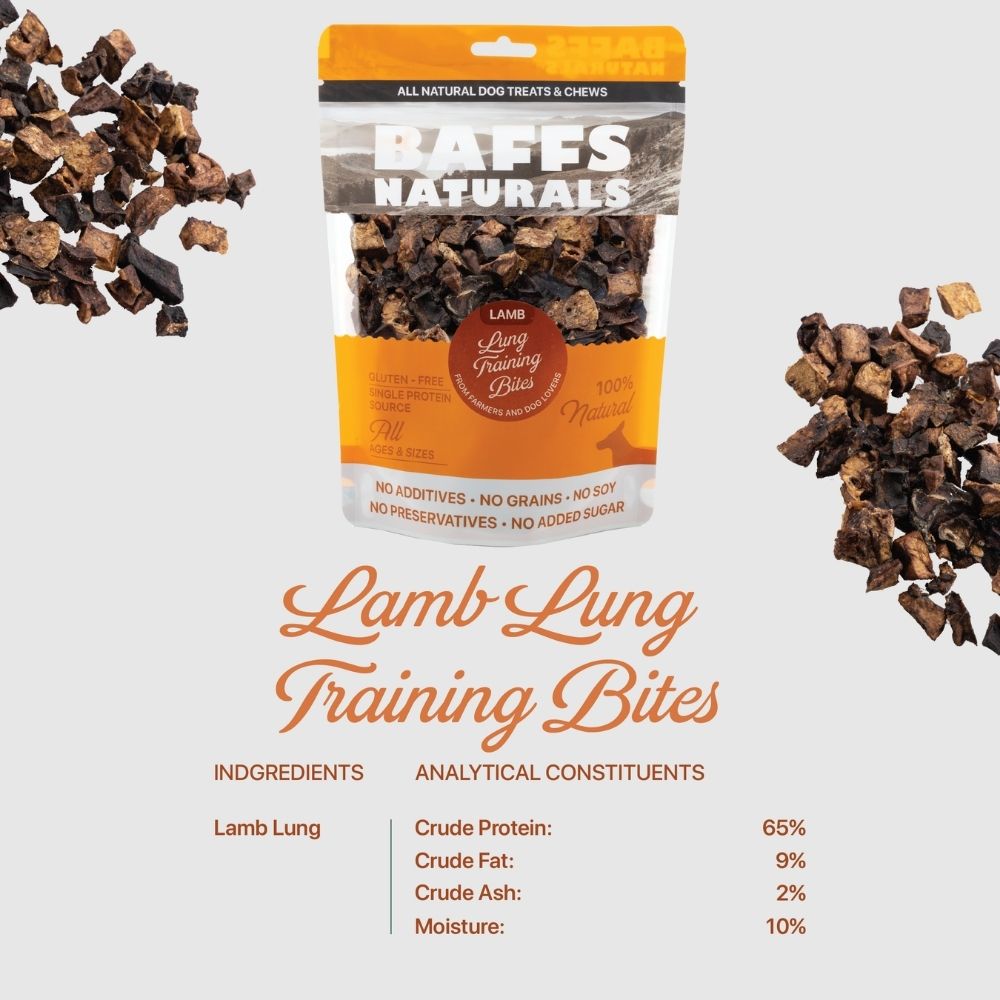 BAFFS NATURALS Lamb Lung Training Bites Dog Treats, 7 oz