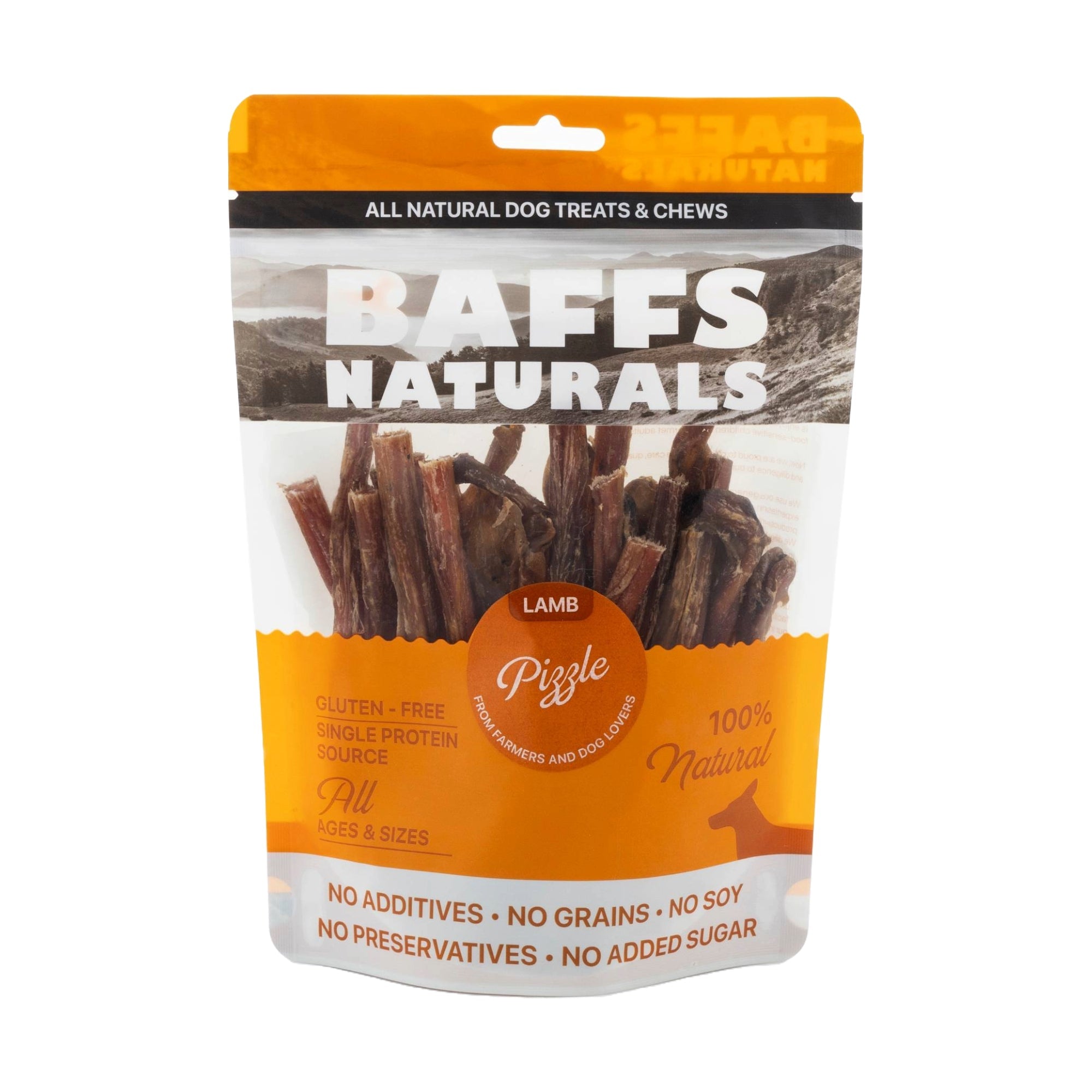 BAFFS NATURALS Lamb Pizzle Dog Chews, 8 oz
