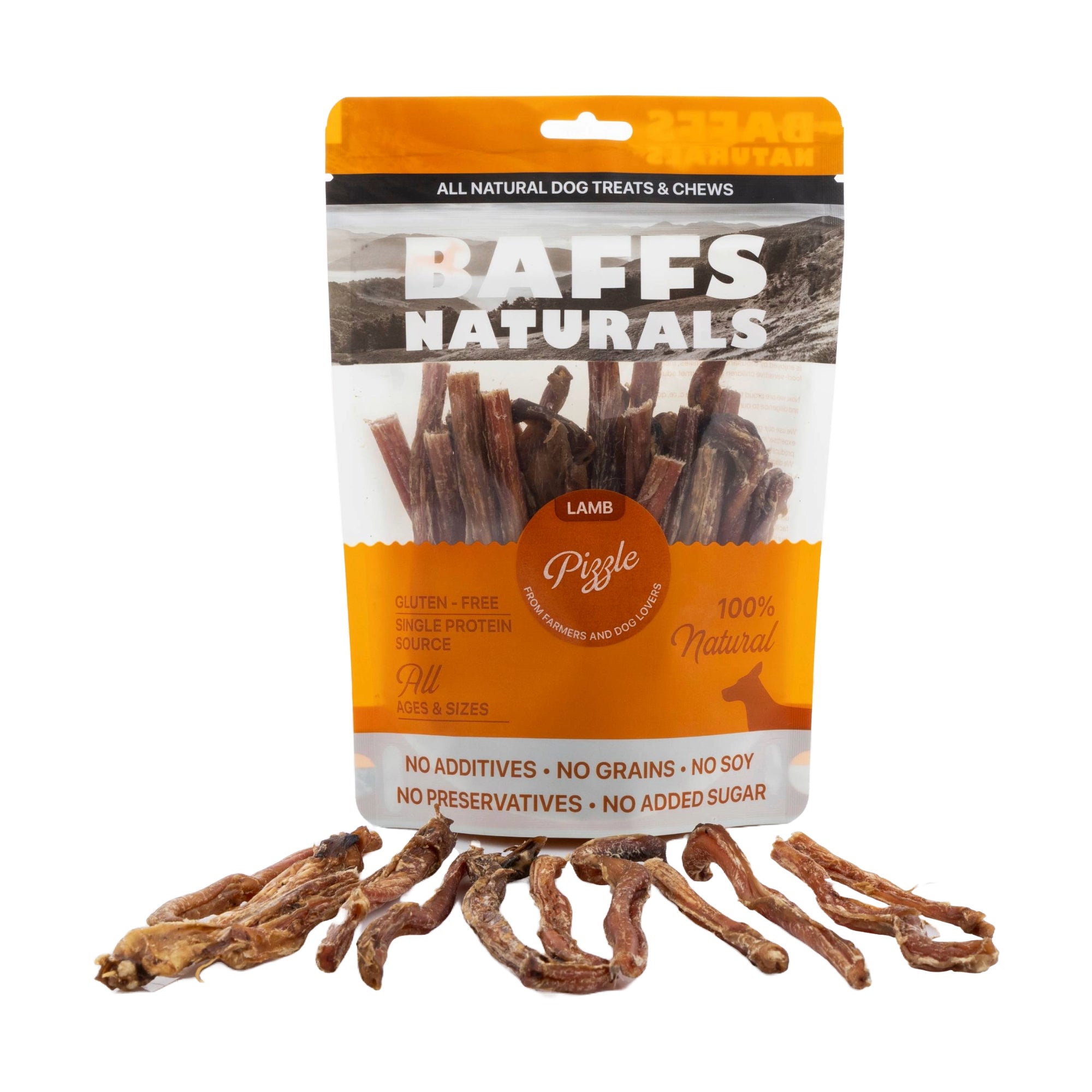 BAFFS NATURALS Lamb Pizzle Dog Chews, 8 oz