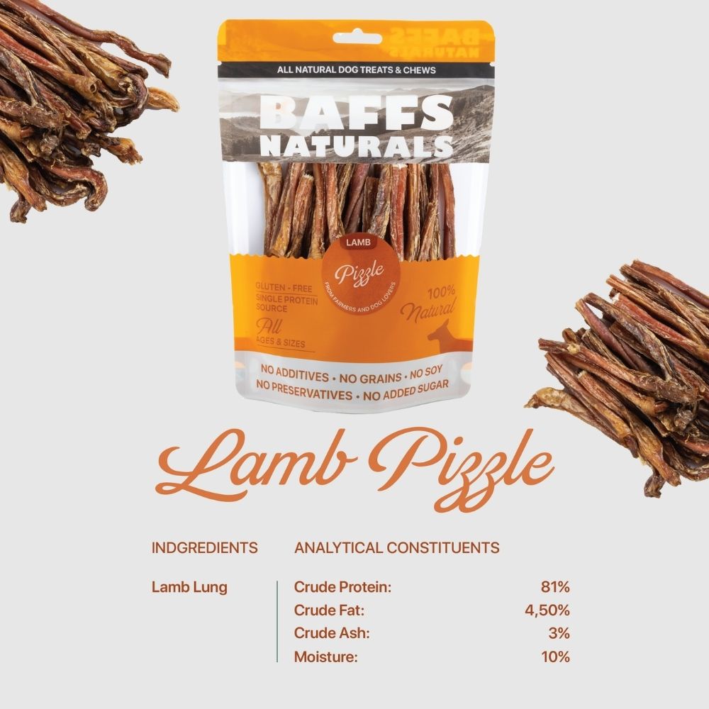 BAFFS NATURALS Lamb Pizzle Dog Chews, 8 oz