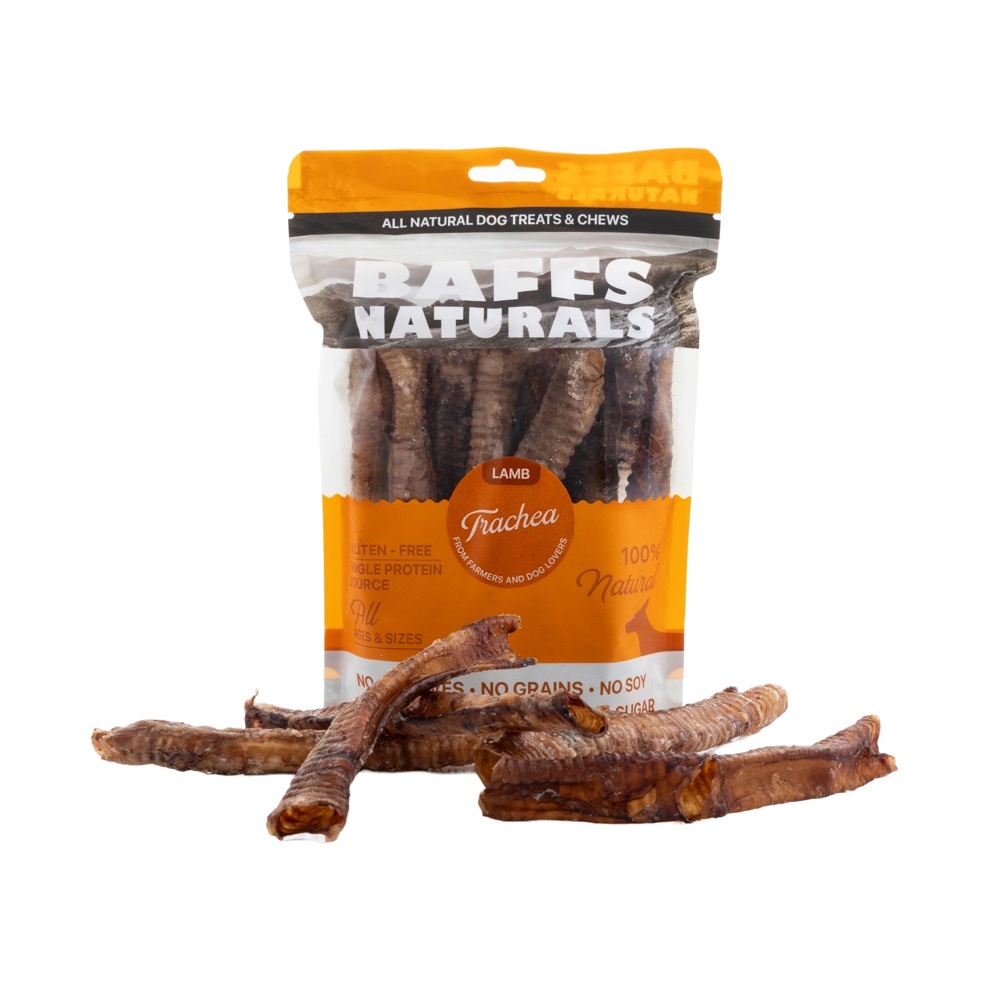 BAFFS NATURALS Lamb Trachea Dog Chews, 2-Pack (10 Chews Each)