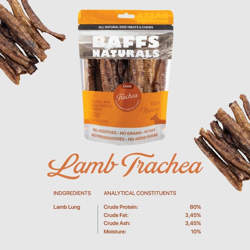 BAFFS NATURALS Lamb Trachea Dog Chews, 2-Pack (10 Chews Each)