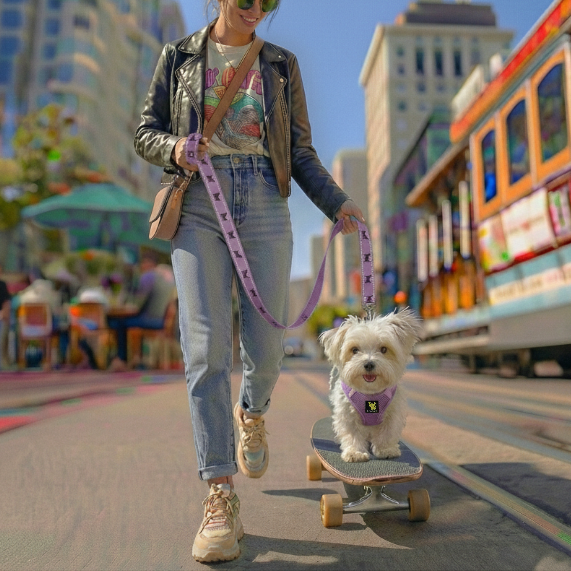 EcoBark Step In Dog Harness - Teacup & Small Breeds- Reflective Soft Mesh Harness for Teacup, Small Dogs and Puppies / Lavender