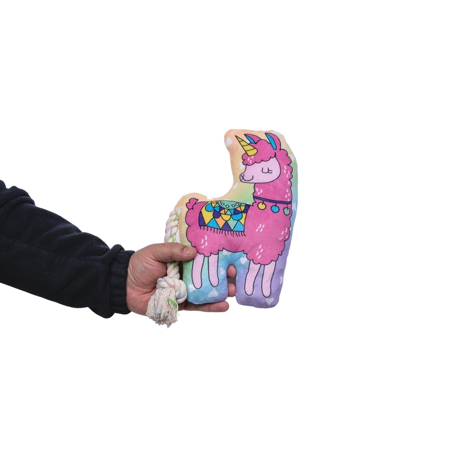 Magical Llama Plush Dog Toy with Squeaker & Crinkle Paper