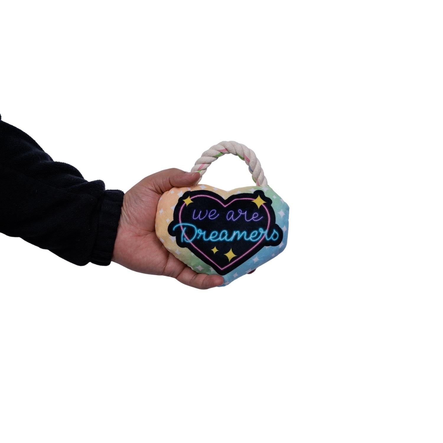 Love Heart Plush Dog Toy with Squeaker & Crinkle Paper