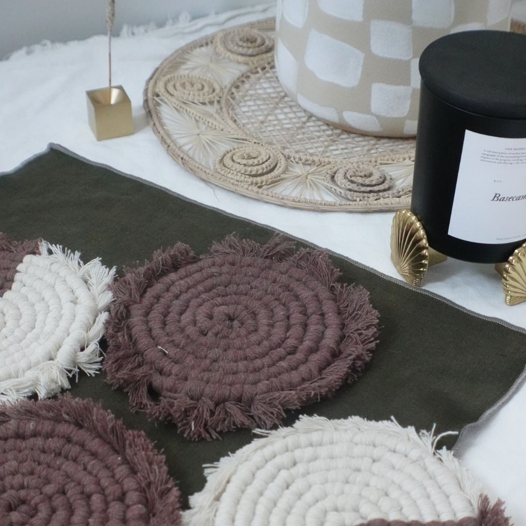 Tilley + Me Handmade Macrame Coasters | Boho Drink Mats