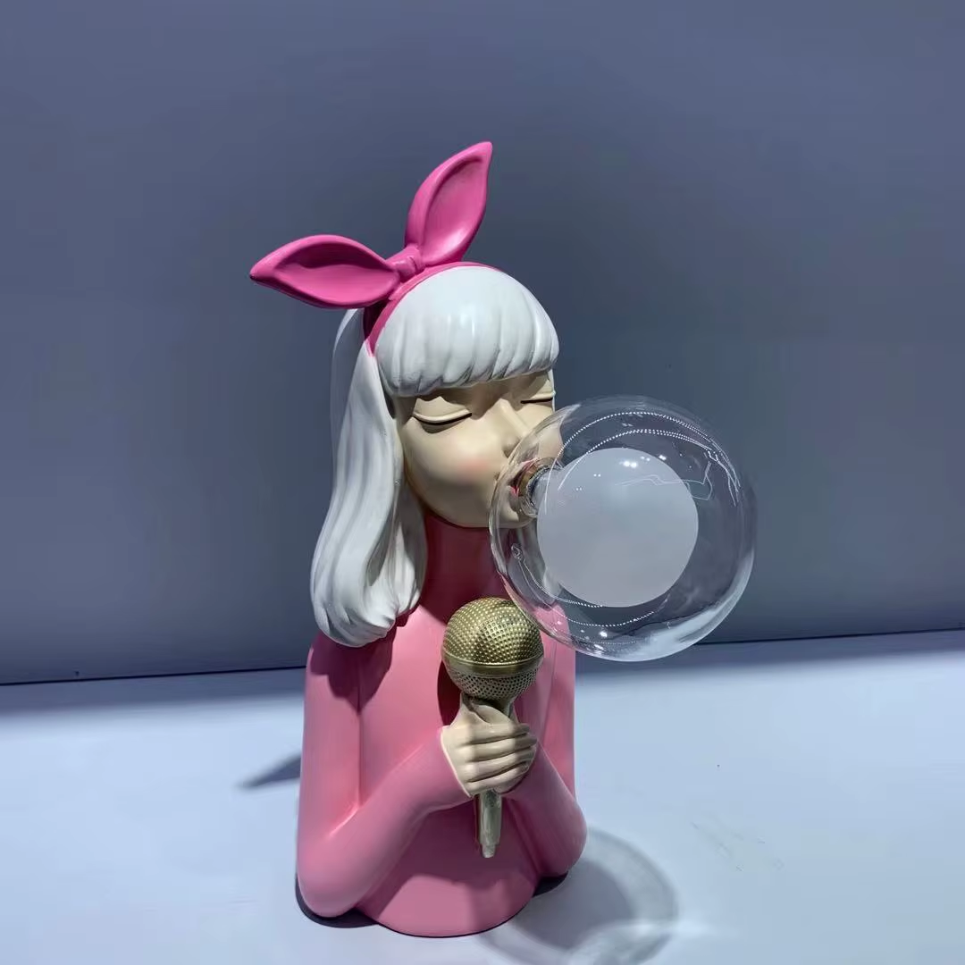 Blowing Bubble Gum Girl Lamp