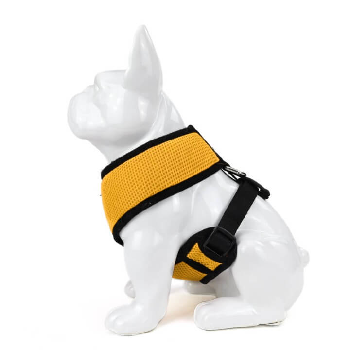 EcoBark Yellow Dog Harness - Over-the-Head Soft Mesh Dog Vest Halter for Small to Medium Dogs and Puppies