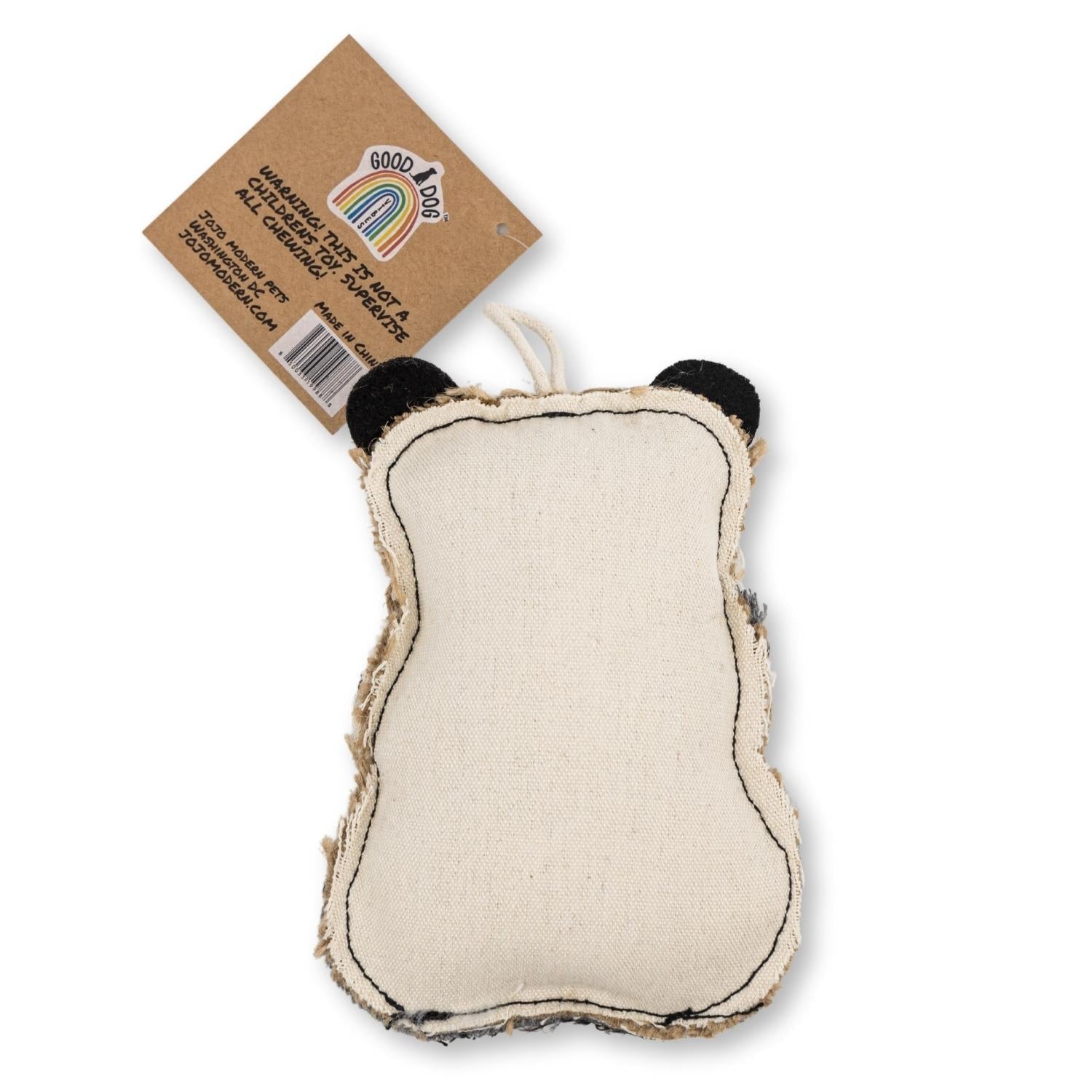 Panda-Shaped Canvas & Jute Dog Chew Toy