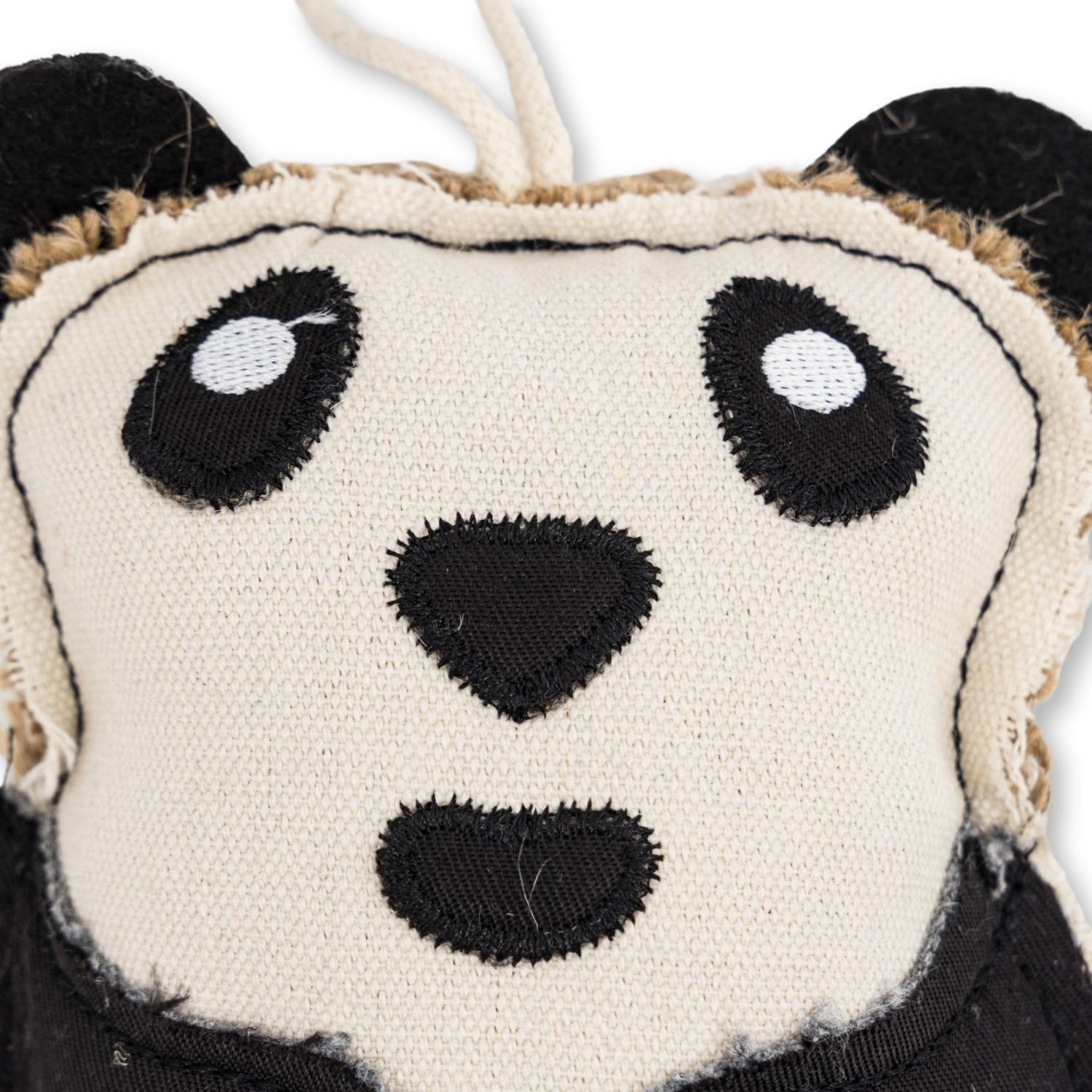 Panda-Shaped Canvas & Jute Dog Chew Toy