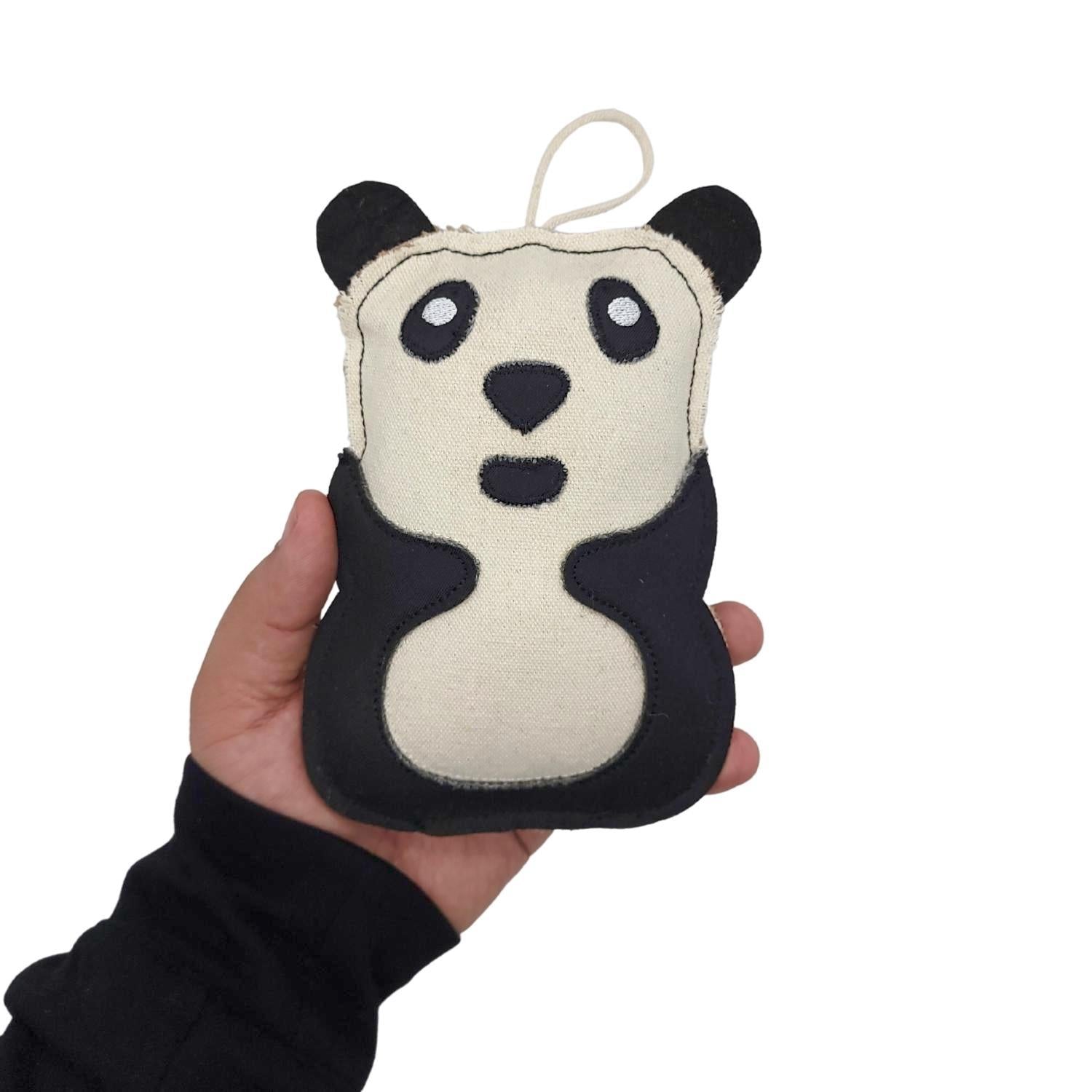 Panda-Shaped Canvas & Jute Dog Chew Toy