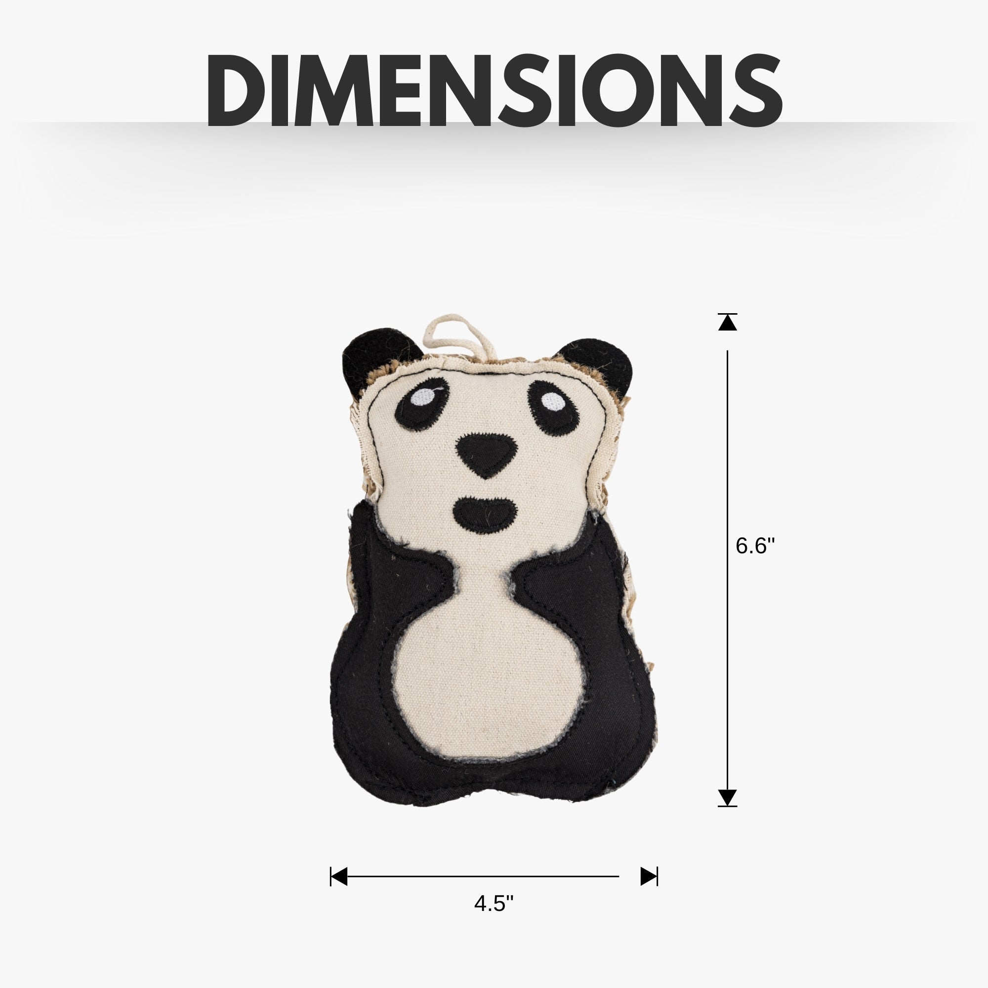 Panda-Shaped Canvas & Jute Dog Chew Toy