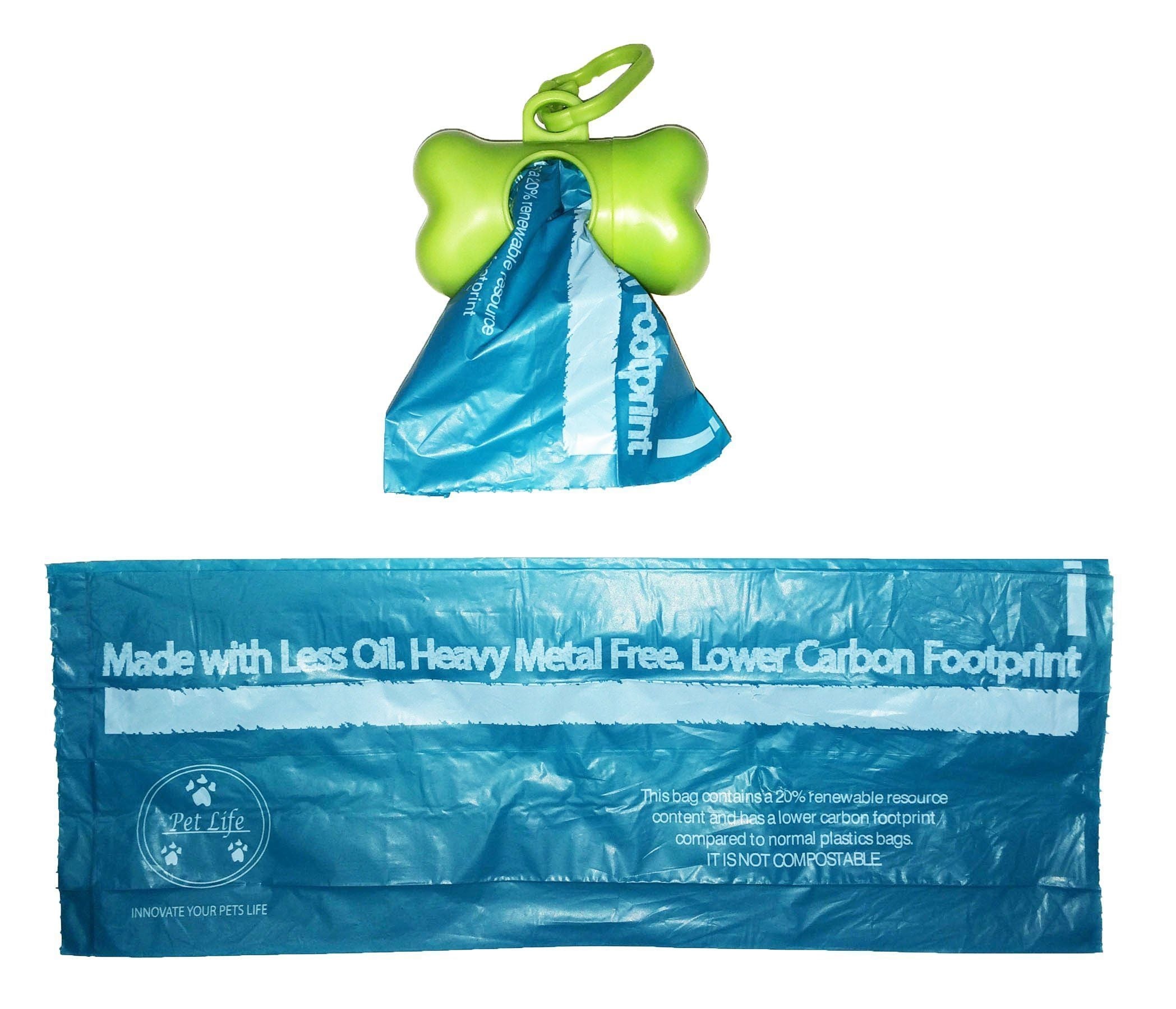 Pet Life ® 'Bio-Hybrid' 100% Recyclable Thermoplastic and Polyethylene Carbon Reduced Eco-Friendly Pet Cat Dog Waste Bags from Renewable Thermoplastic Starch - Dispenser and 2 Pack of Rolls