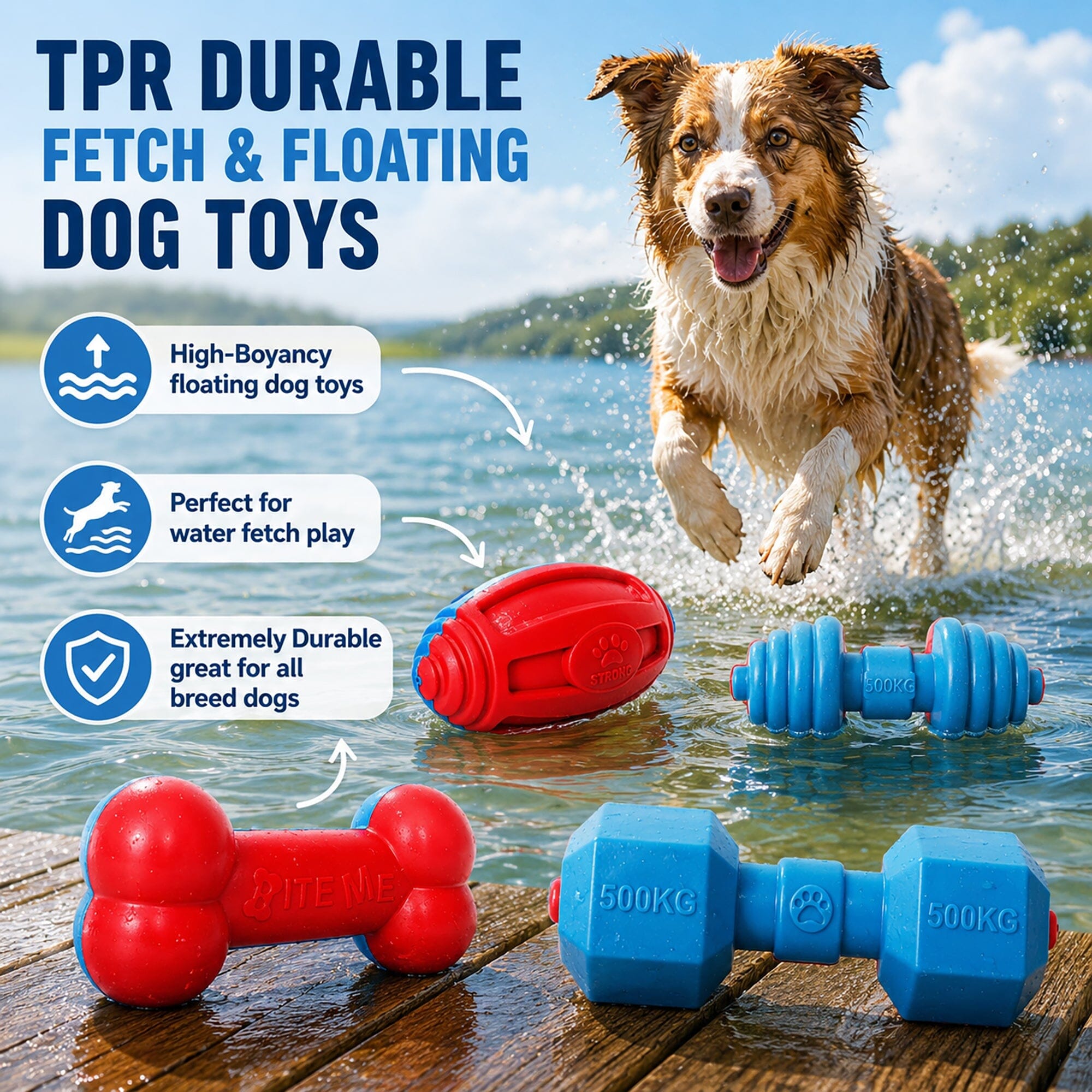 Pet Life ® 'Iron Wag' Durable Chew and Fetch TPR Waterproof Floating Dog Toy