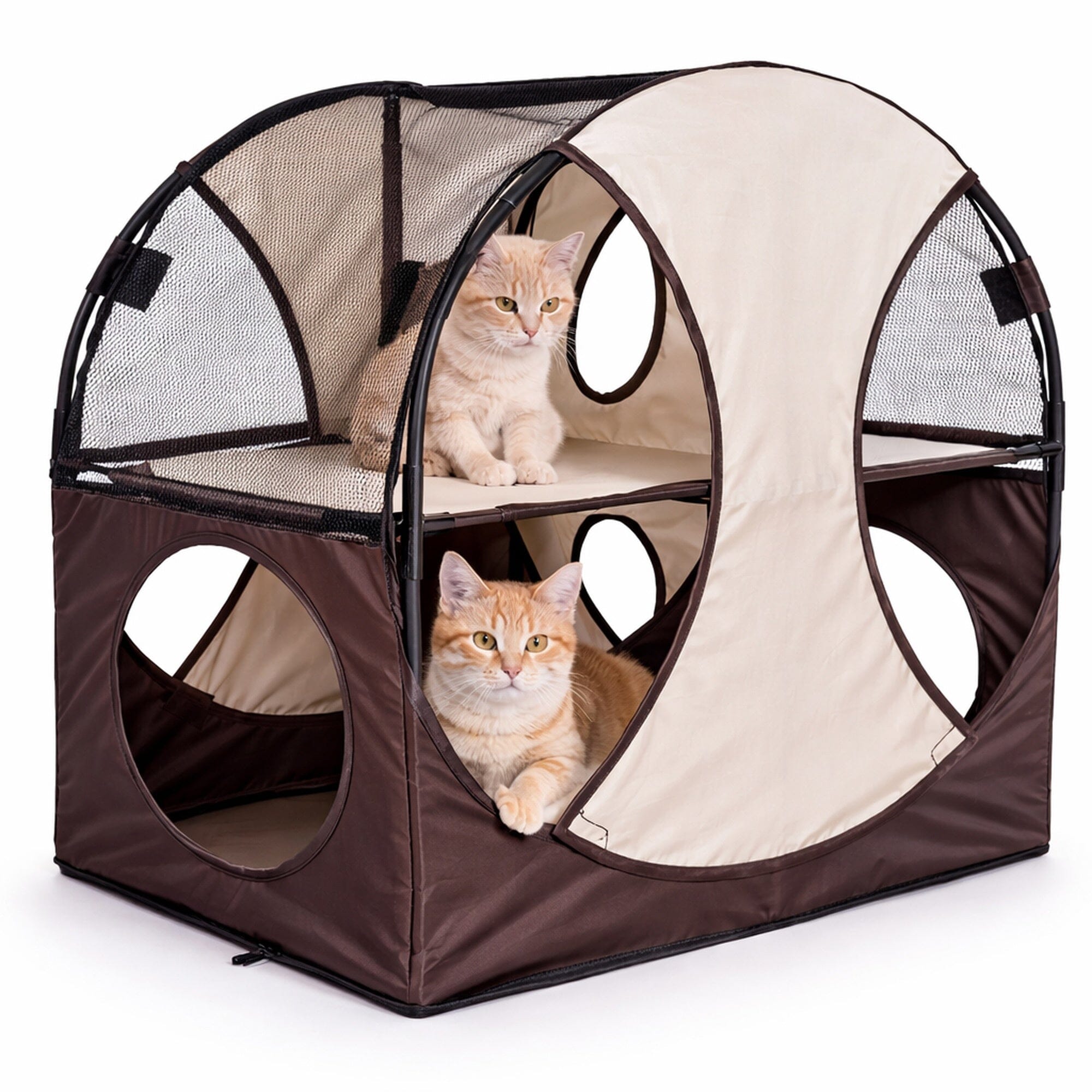 Pet Life ® 'Kitty-Play' Collapsible Travel Interactive Kitty Cat Tree Maze House Lounger Tunnel Lounge