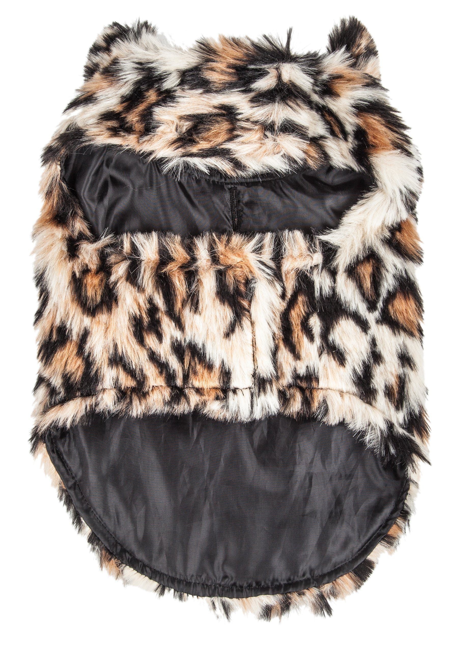 Pet Life ®  Luxe 'Lab-Pard' Dazzling Leopard Patterned Mink Fur Dog Coat