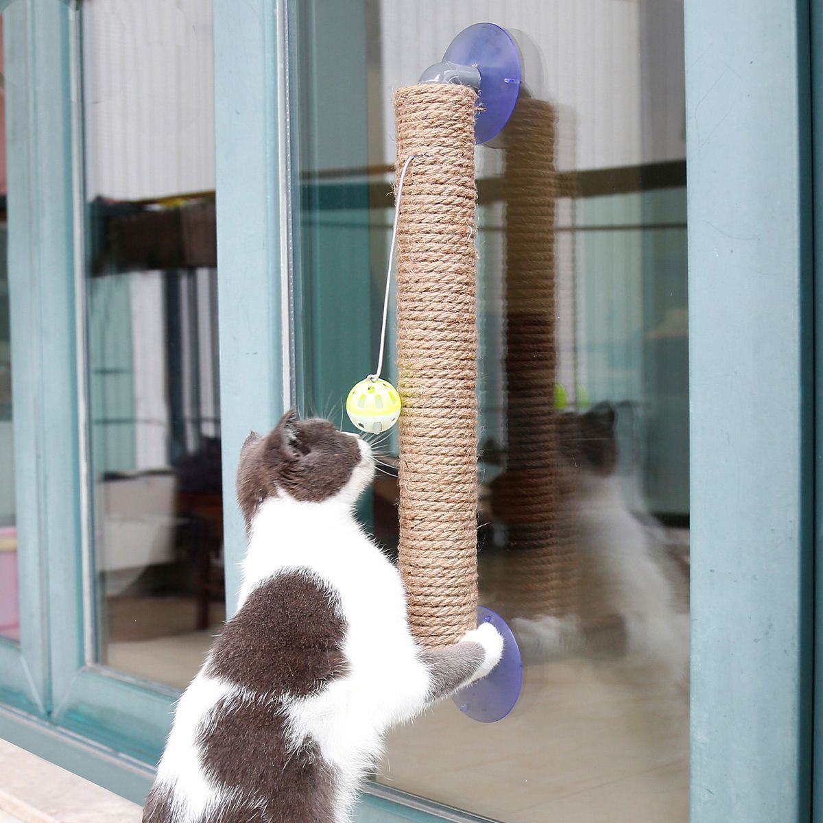 Pet Life ® 'Stick N' Claw' Sisal Rope and Toy Suction Cup Stick Shaped Cat Scratcher