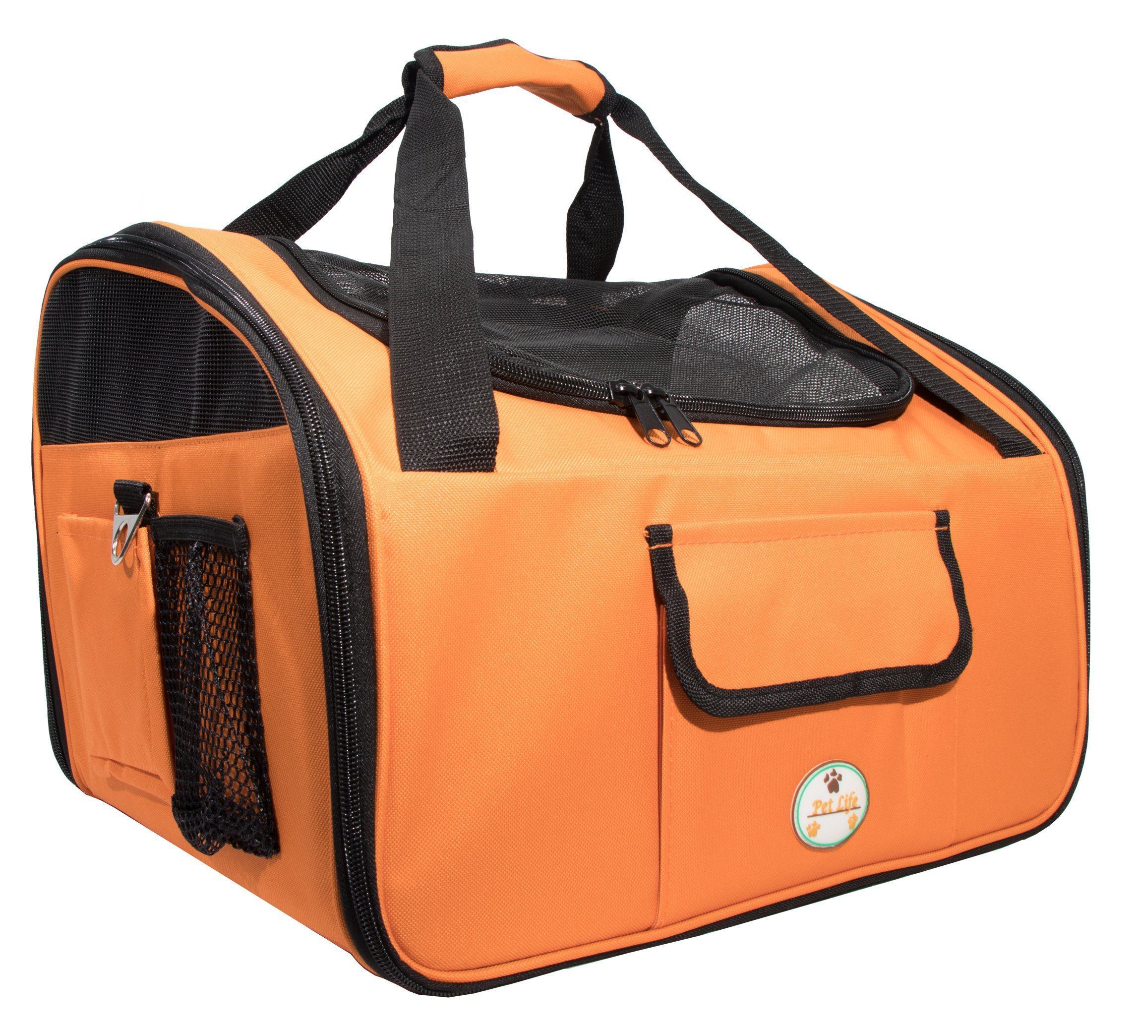 Pet Life ® 'Ultra-Lock' Collapsible Safety Travel Wire Folding Pet Dog Carseat Car Seat Carrier crate