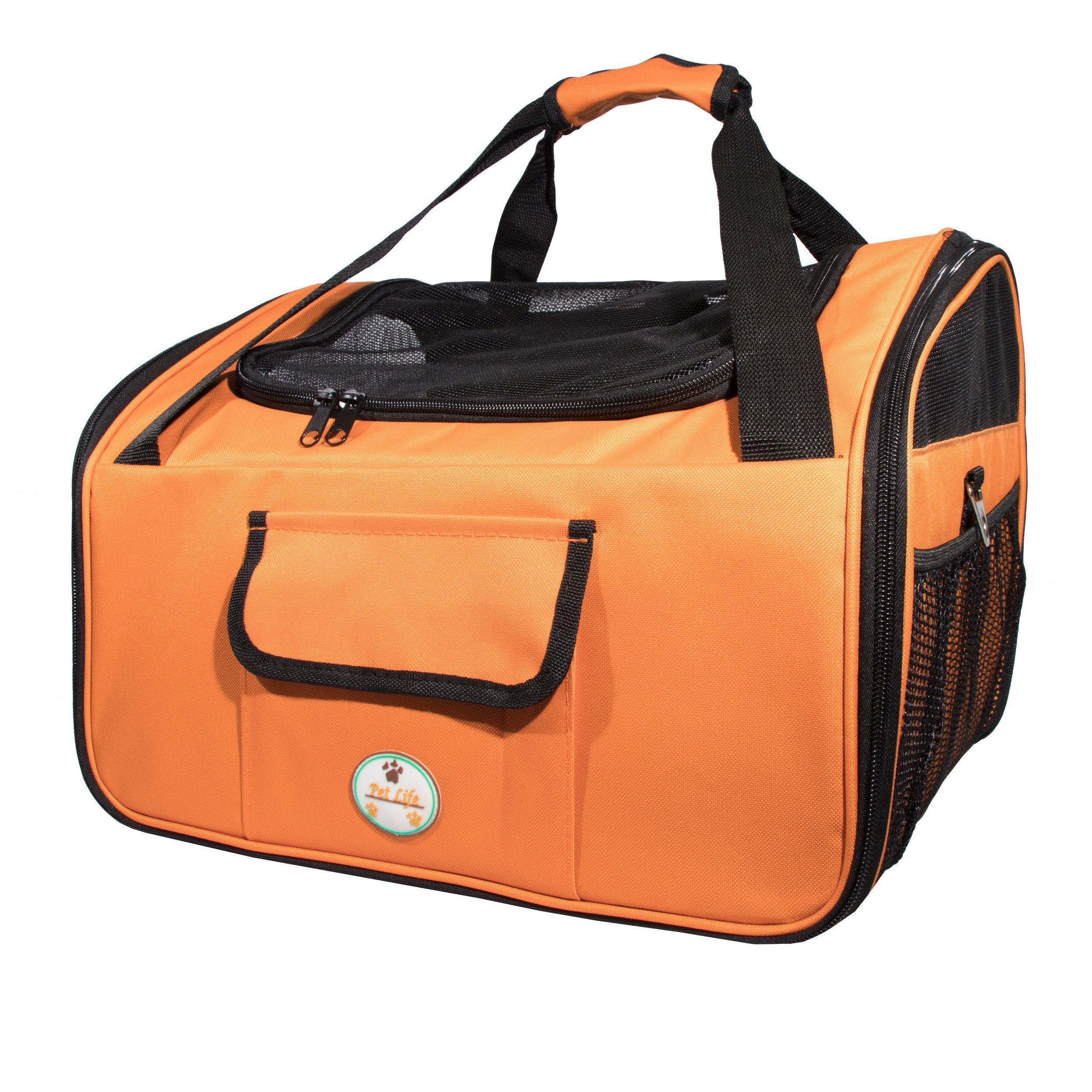 Pet Life ® 'Ultra-Lock' Collapsible Safety Travel Wire Folding Pet Dog Carseat Car Seat Carrier crate