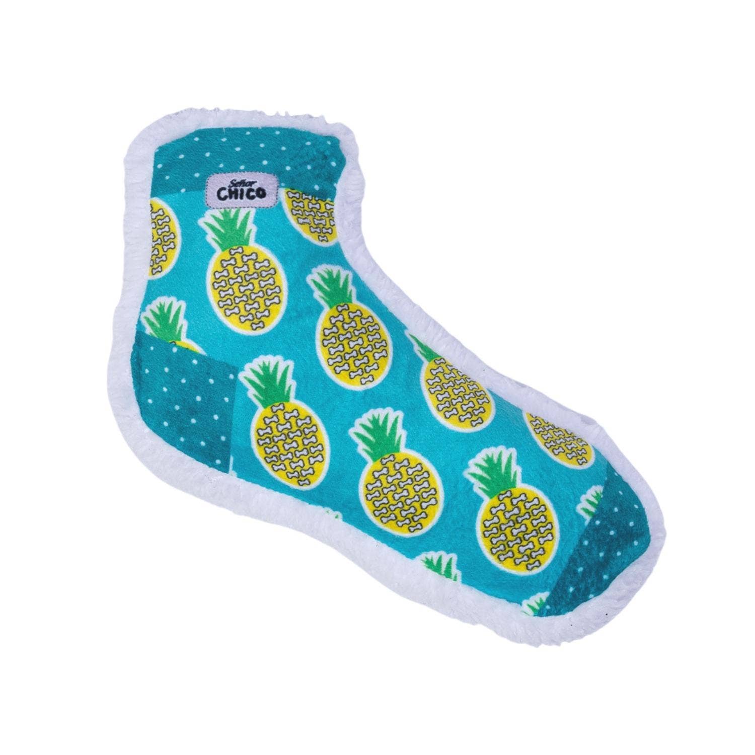 Squeaky Pineapple Plush Sock Dog Toy with Crinkle Paper