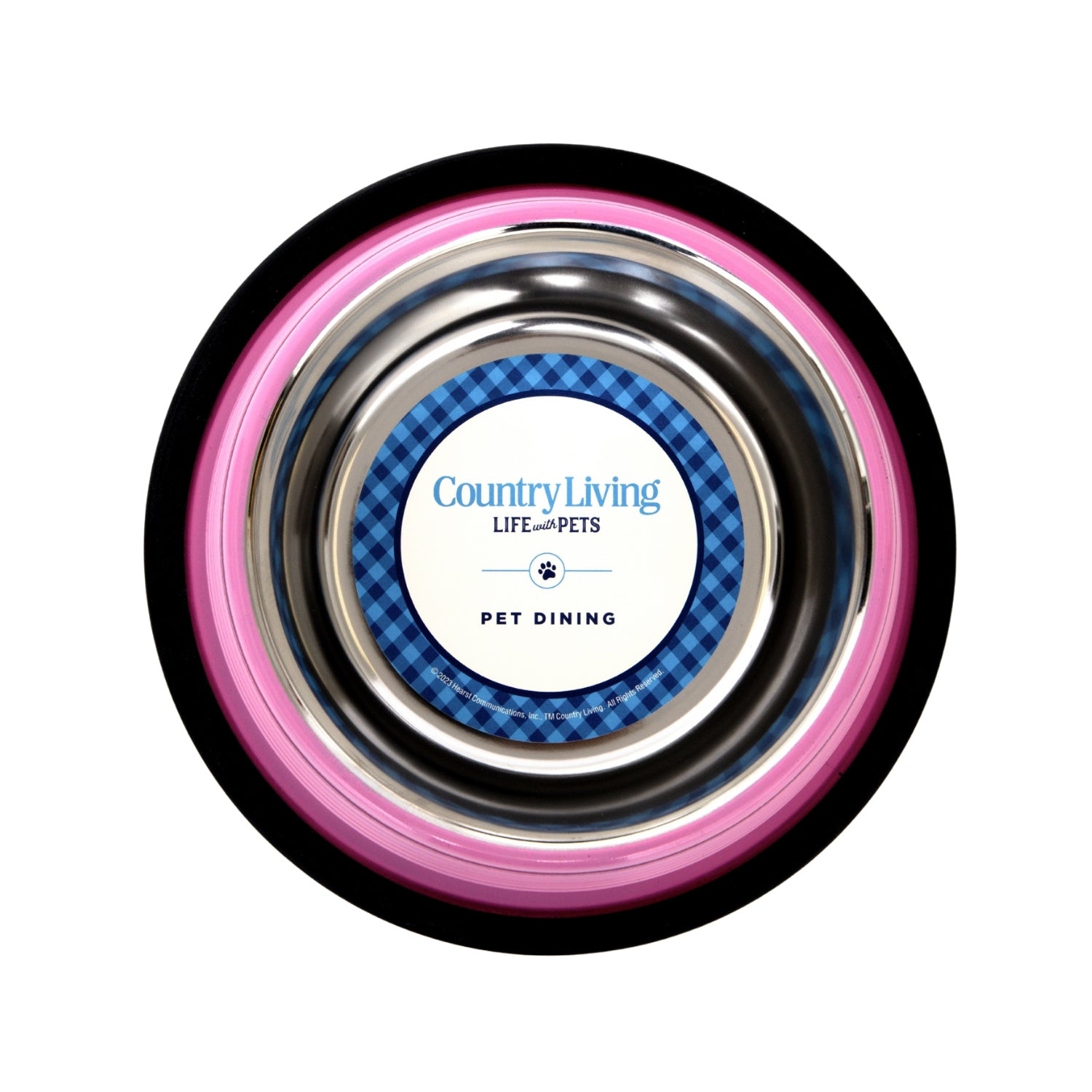 Country Living Ribbed Stainless Steel Pet Bowls – Carnation Pink | Set of 2 | Non-Slip Base