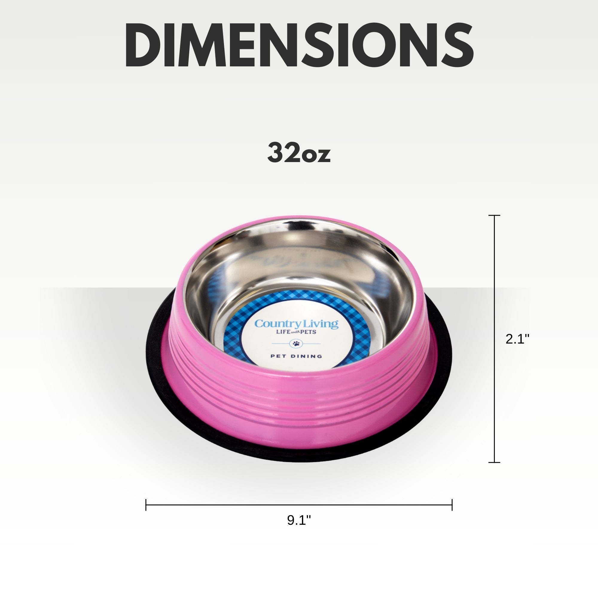 Country Living Ribbed Stainless Steel Pet Bowls – Carnation Pink | Set of 2 | Non-Slip Base