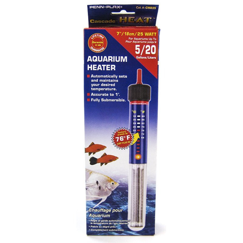 Penn-Plax Cascade Heat Aquarium Heater – Fully Submersible – Great For Freshwater And Saltwater Fish Tanks – 7.5” Length – 25 Watt