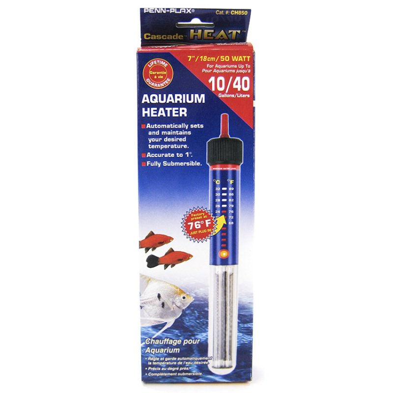 Penn-Plax Cascade Heat Aquarium Heater – Fully Submersible – Great For Freshwater And Saltwater Fish Tanks – 7.5” Length – 50 Watt