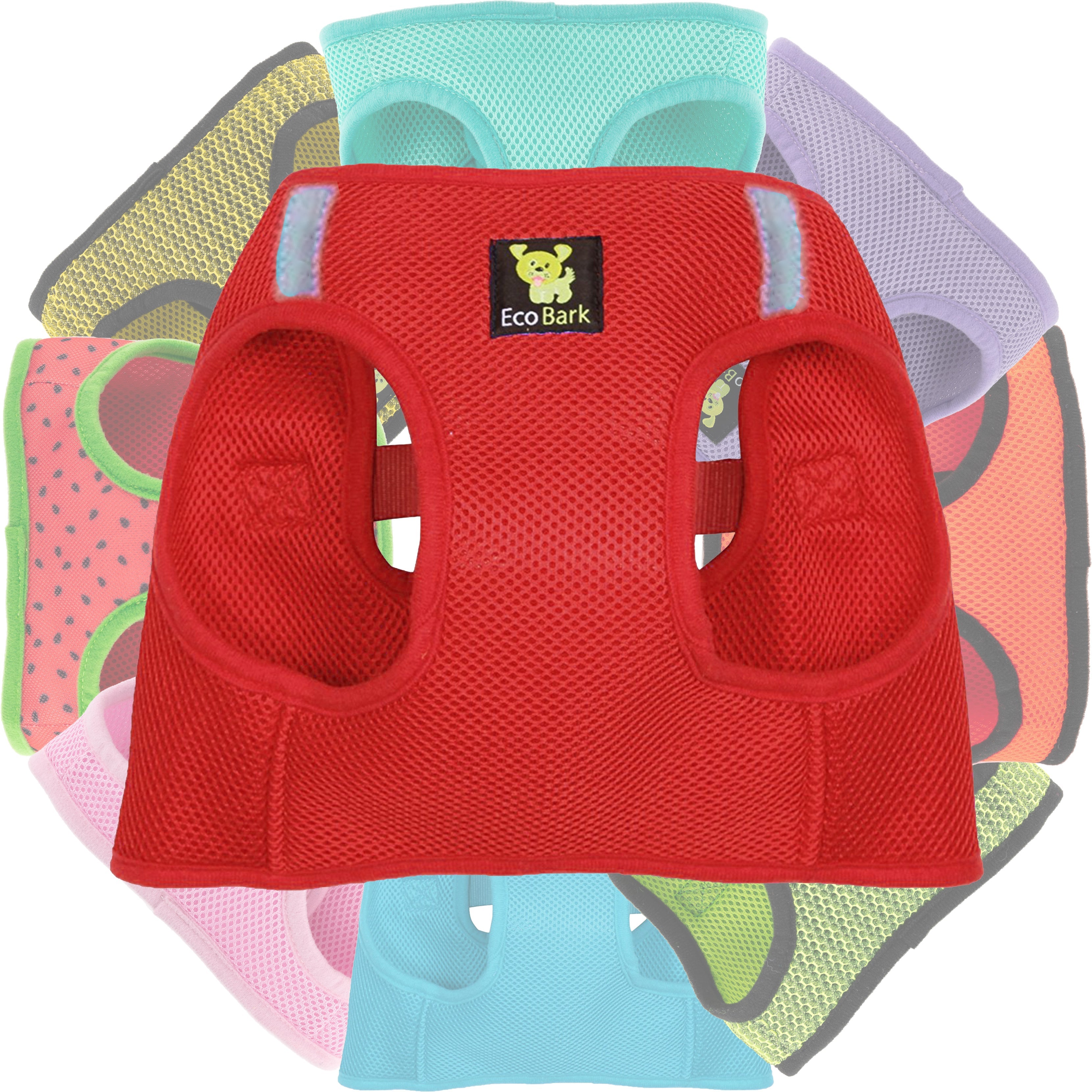 EcoBark Step In Dog Harness - Teacup & Small Breeds- Reflective Soft Mesh Harness for Teacup, Small Dogs and Puppies / Red