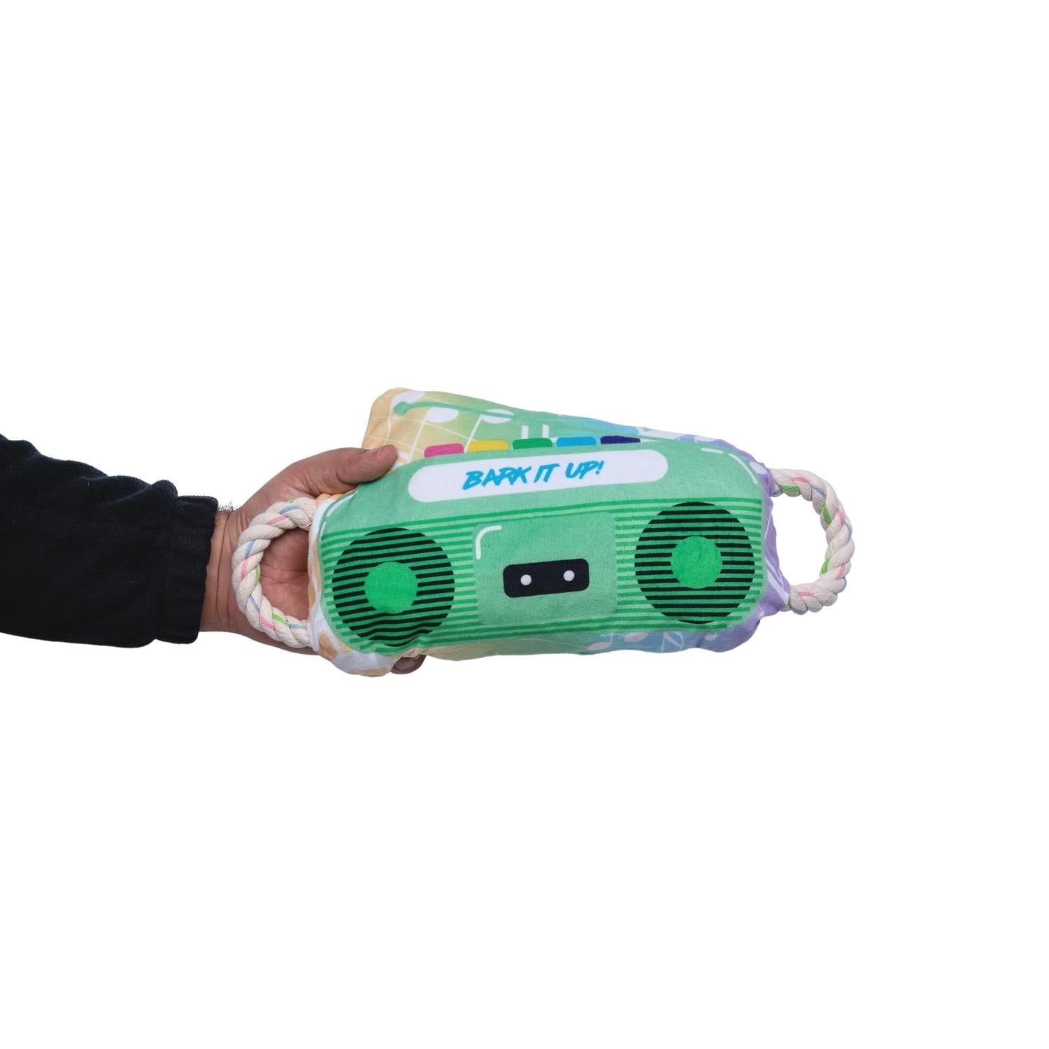 Retro Boombox Plush Dog Toy with Squeaker & Crinkle Paper
