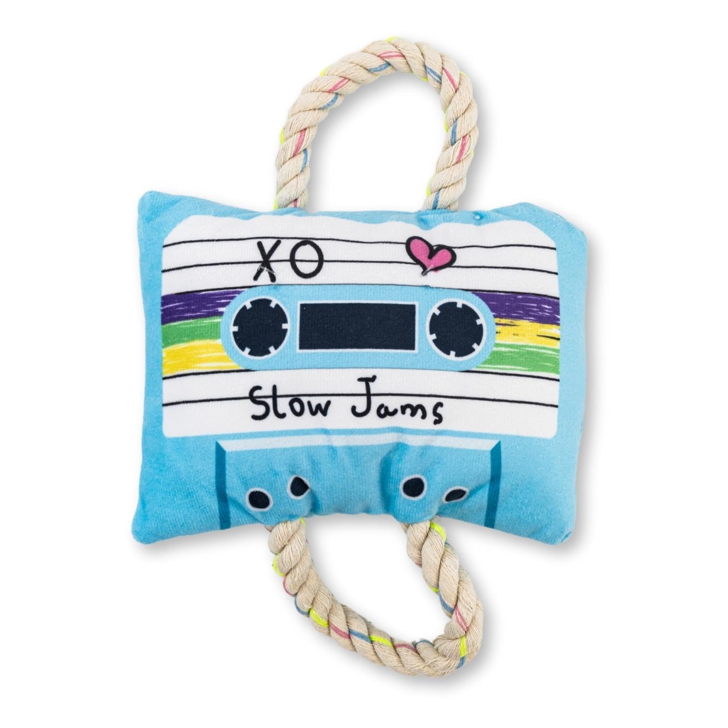 Retro Cassette Tape Plush Dog Toy with Squeaker & Crinkle Paper