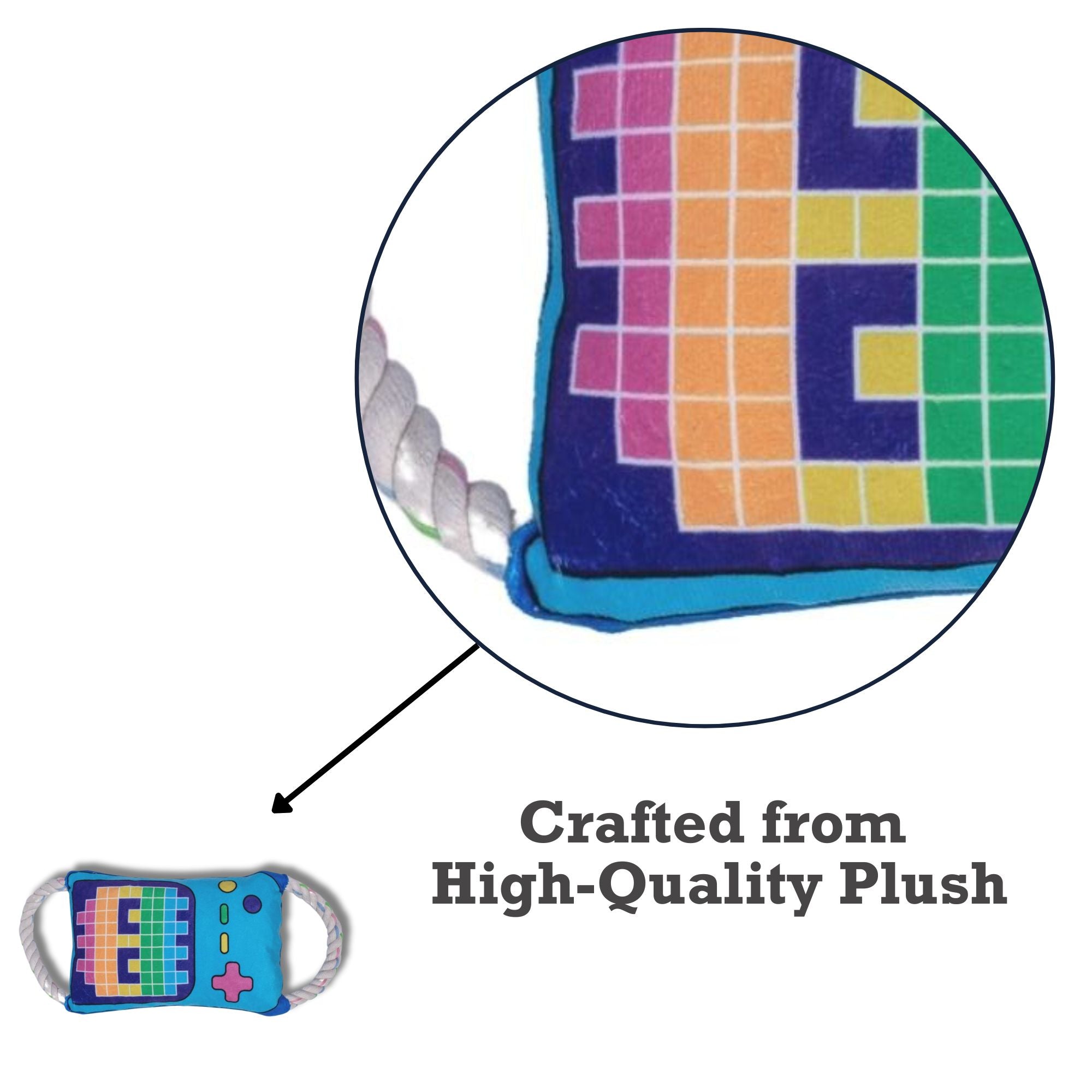 Retro Gamer Plush Dog Toy with Squeaker & Crinkle Paper